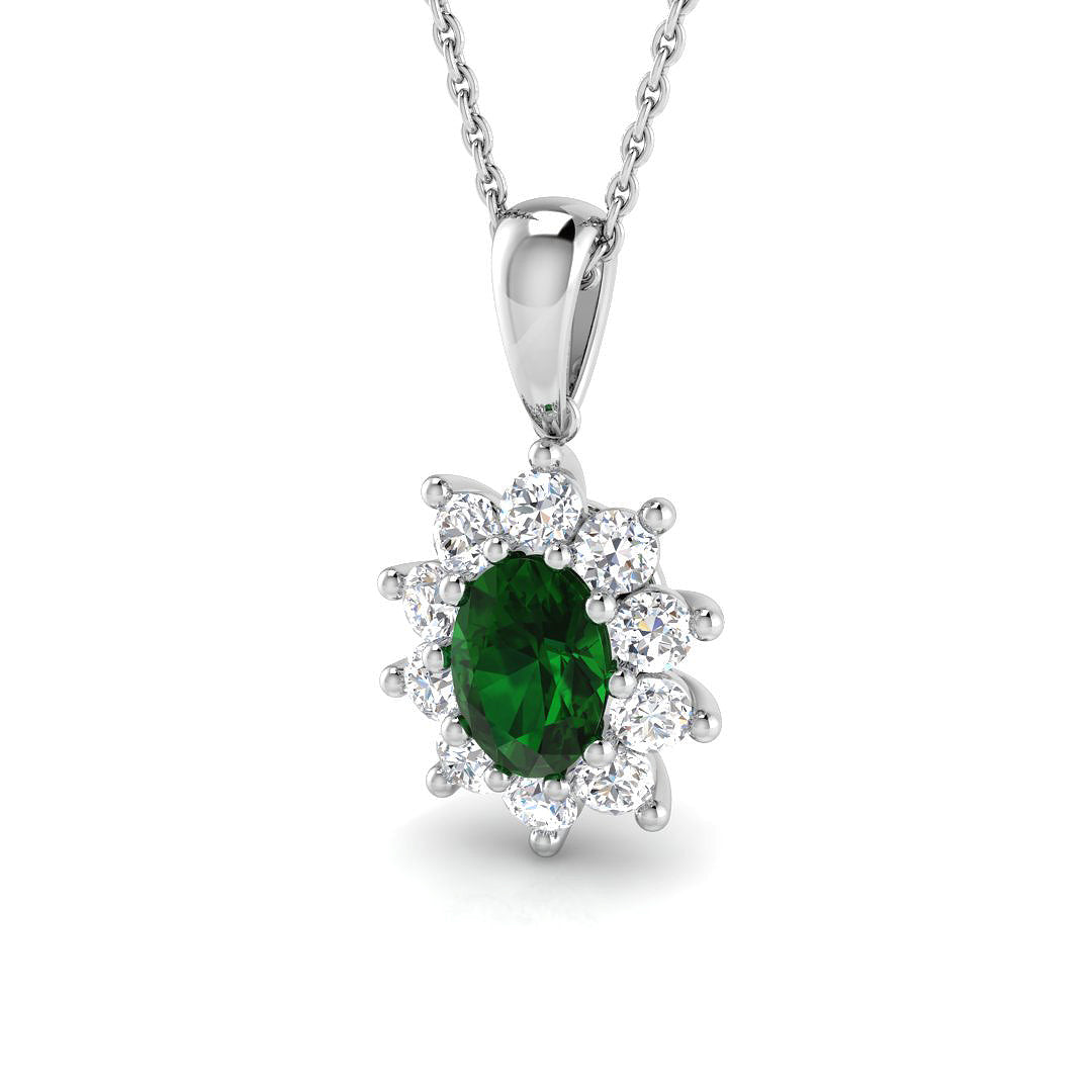 18ct White Gold 1.40ct Emerald Pendant