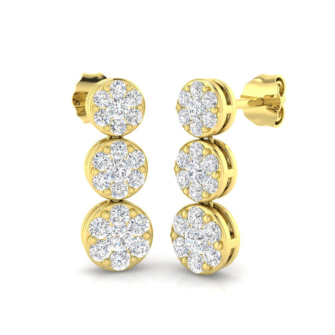 9ct Yellow Gold 1.01ct G I1 Diamond Earrings