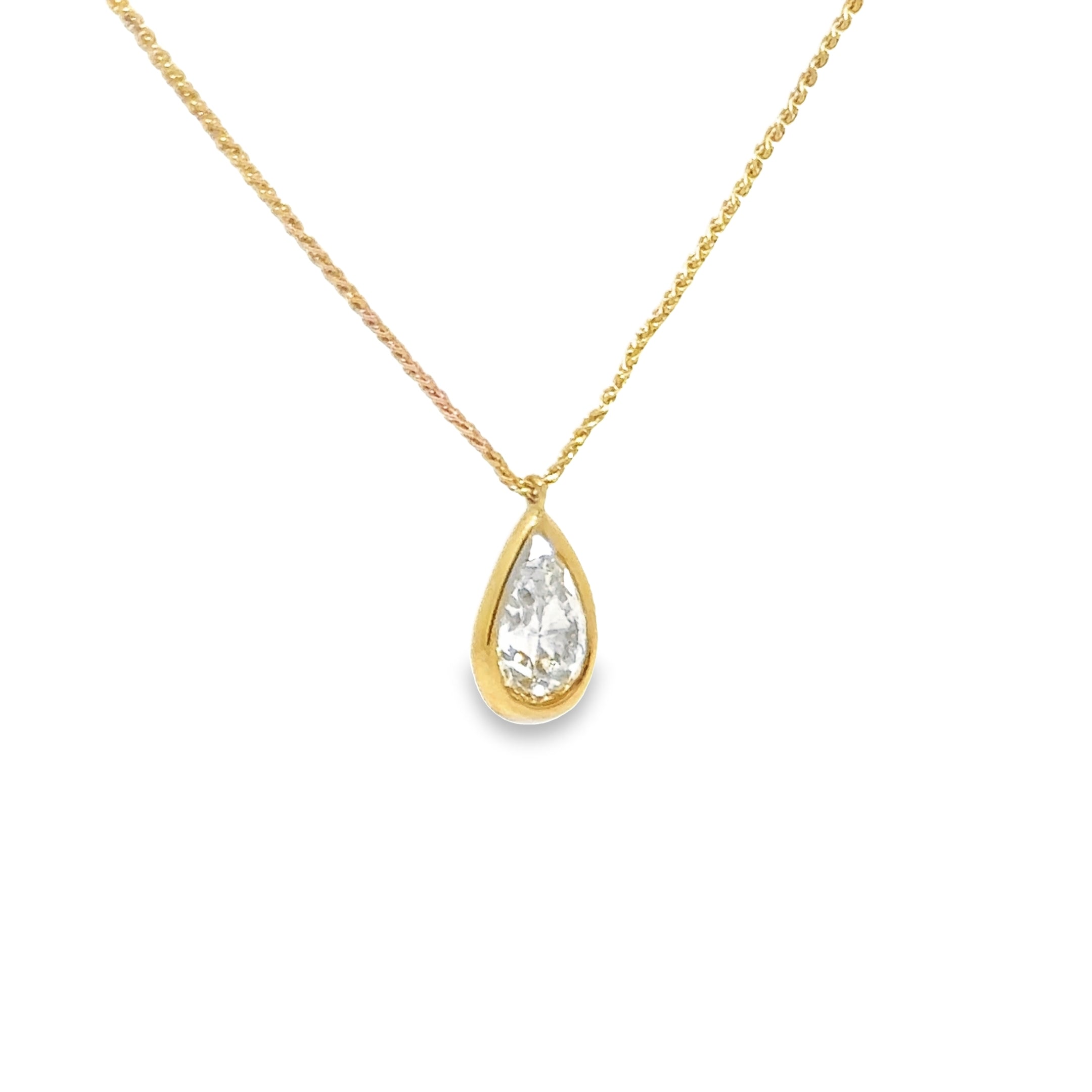 1.20ct Natural Yellow Pear Cut Diamond Necklace Set In 18ct Yellow Gold