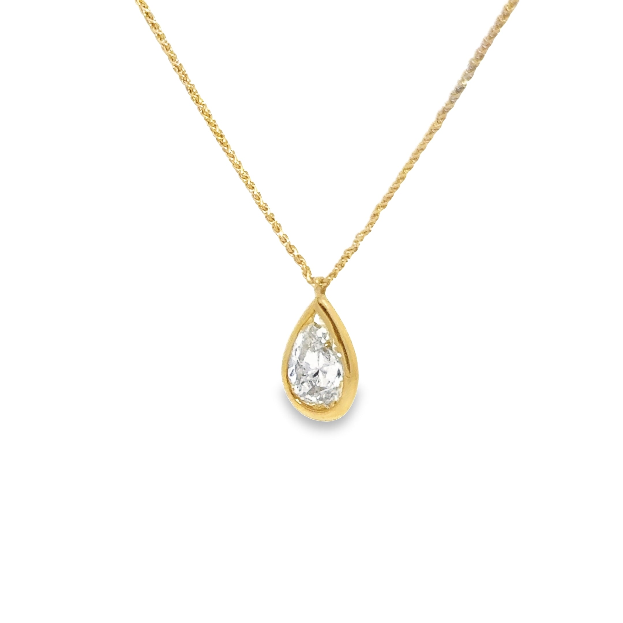 1.20ct Natural Yellow Pear Cut Diamond Necklace Set In 18ct Yellow Gold