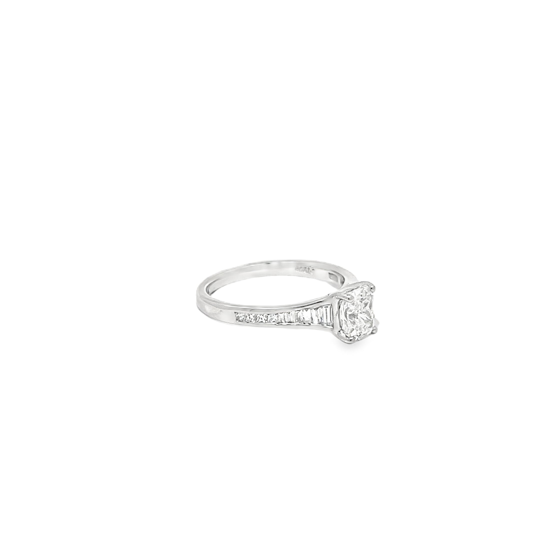 1.20ct Natural Radiant Cut Diamond Engagement Ring Set In Platinum