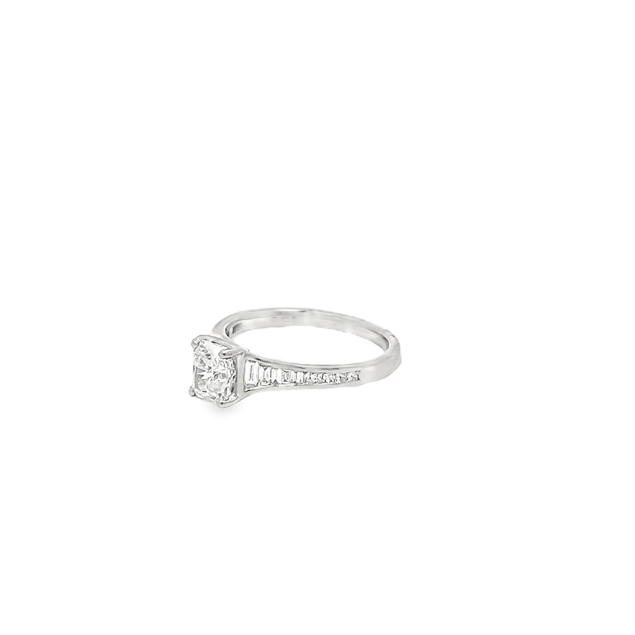 1.20ct Natural Radiant Cut Diamond Engagement Ring Set In Platinum