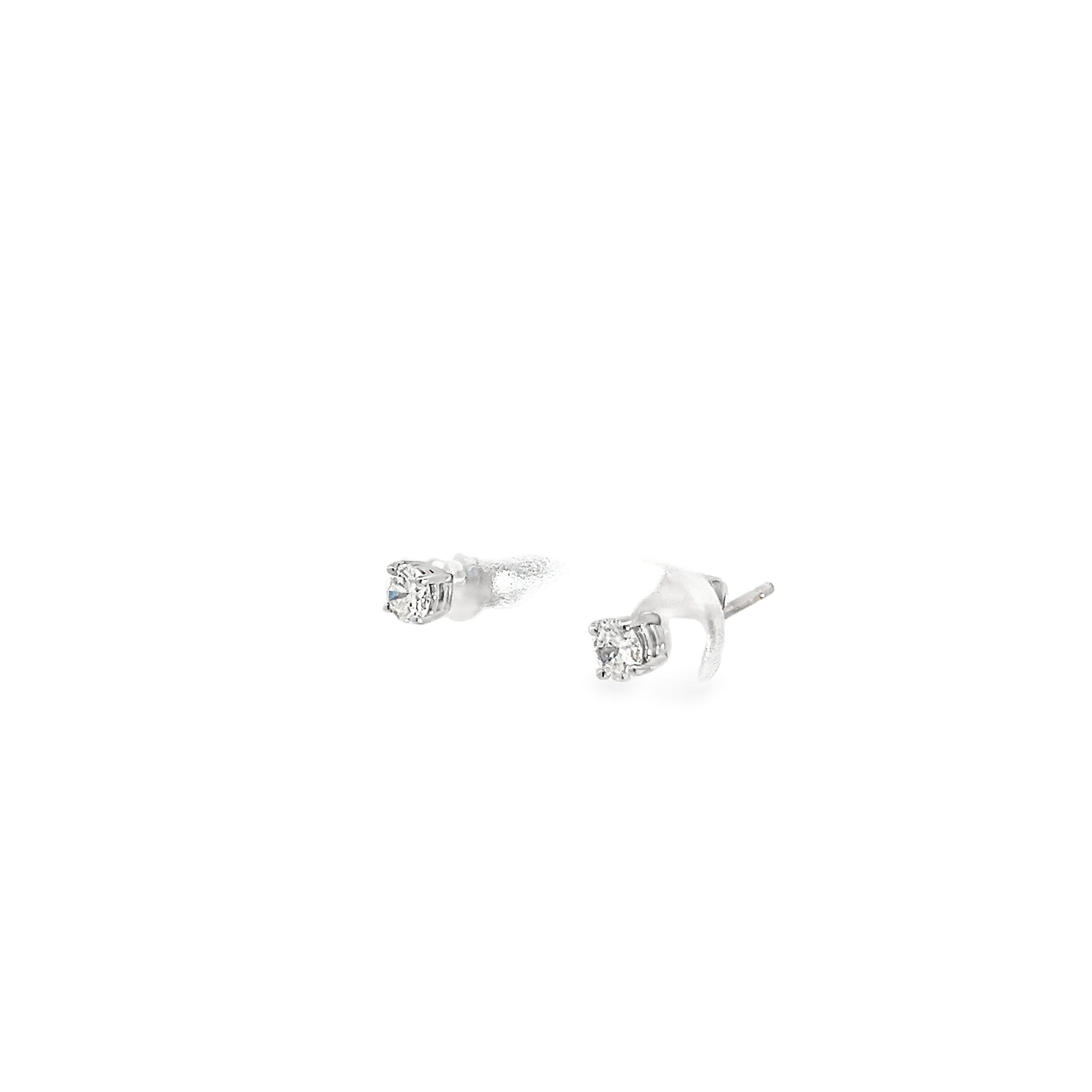 0.34ct Natural Round Brilliant Diamond Stud Earrings Set In 18ct White Gold