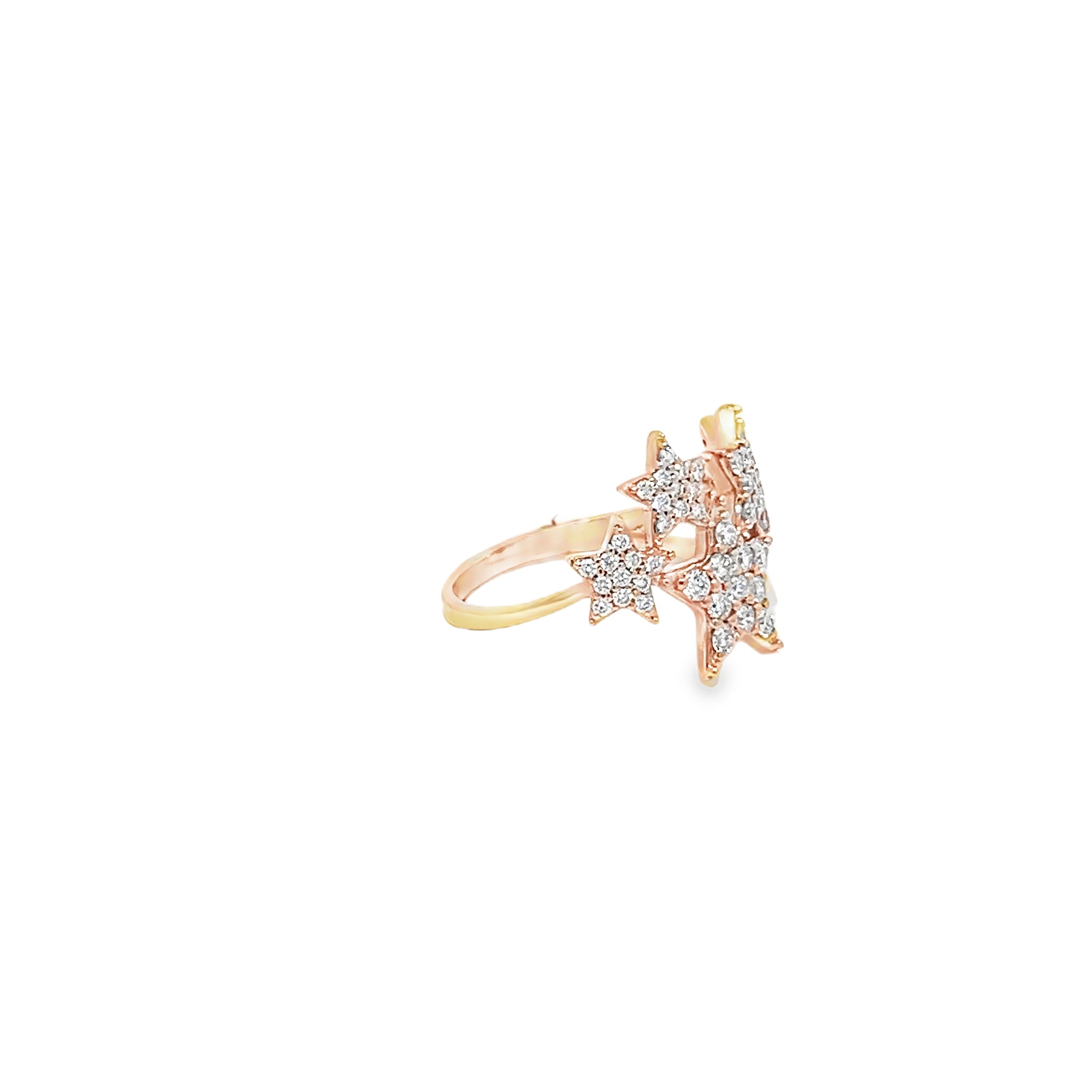 0.53ct Natural Round Brilliant Cut Diamond Star Cluster Ring Set In 18ct Rose Gold