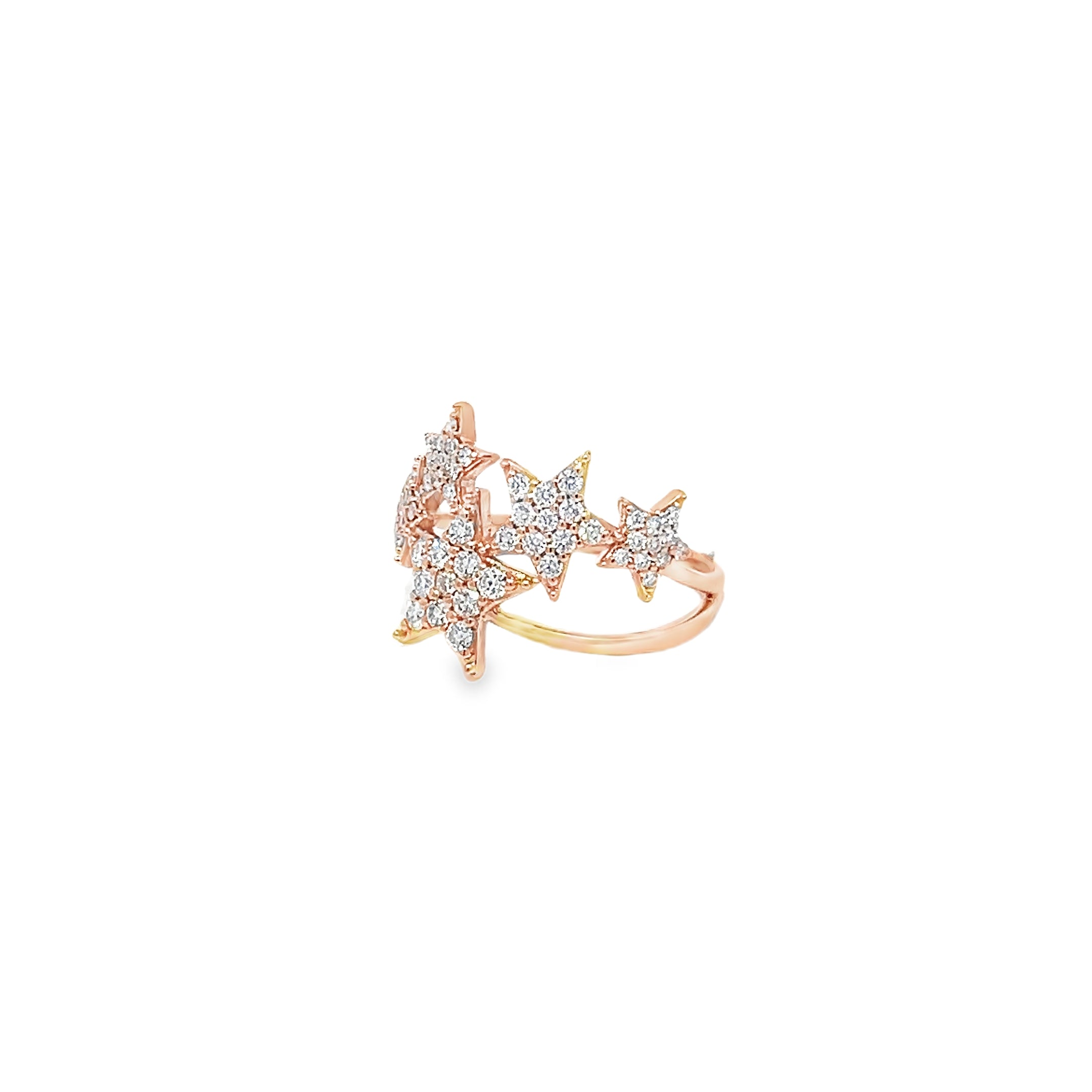 0.53ct Natural Round Brilliant Cut Diamond Star Cluster Ring Set In 18ct Rose Gold