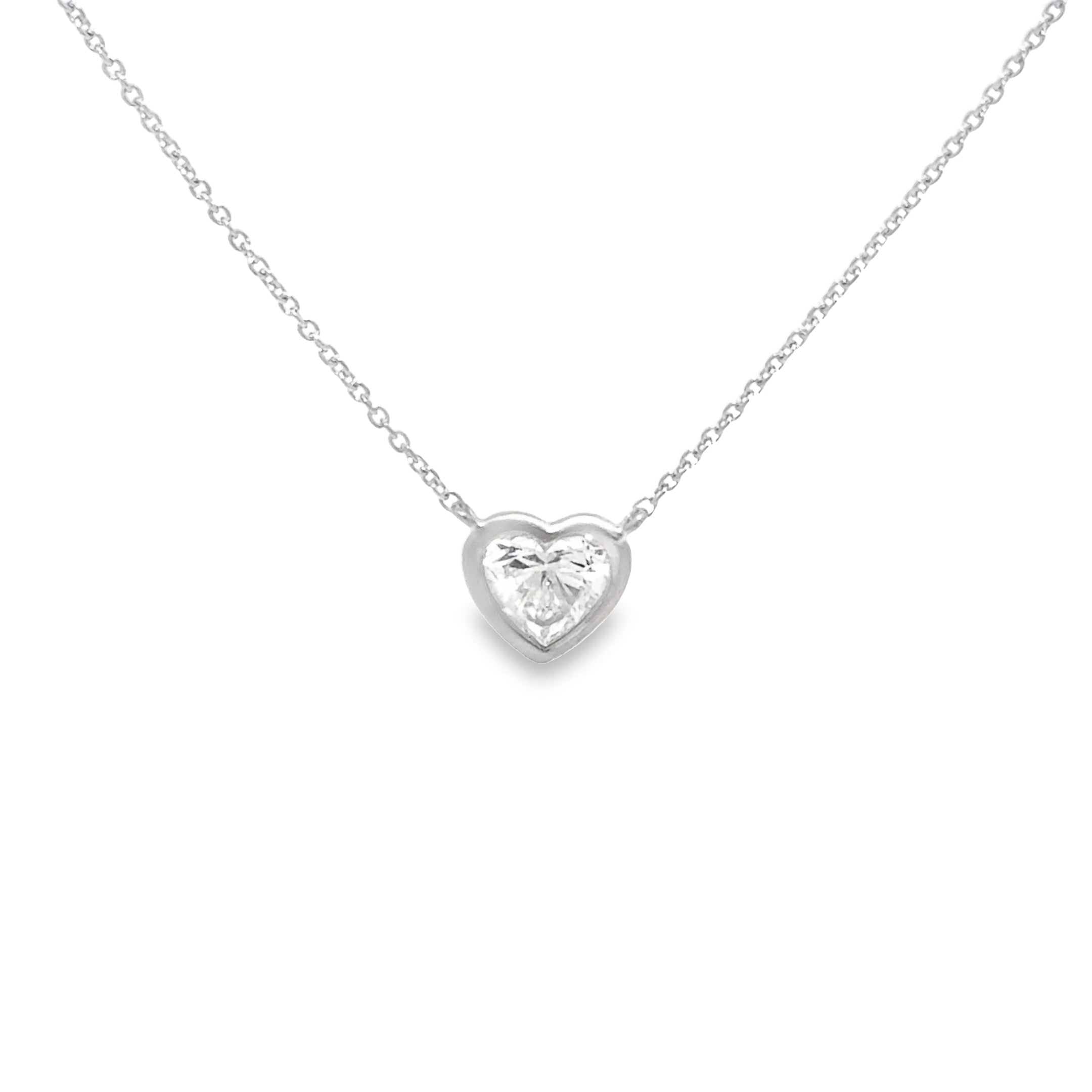 1.50ct Natural Heart Cut Diamond Necklace Set In 18ct White Gold