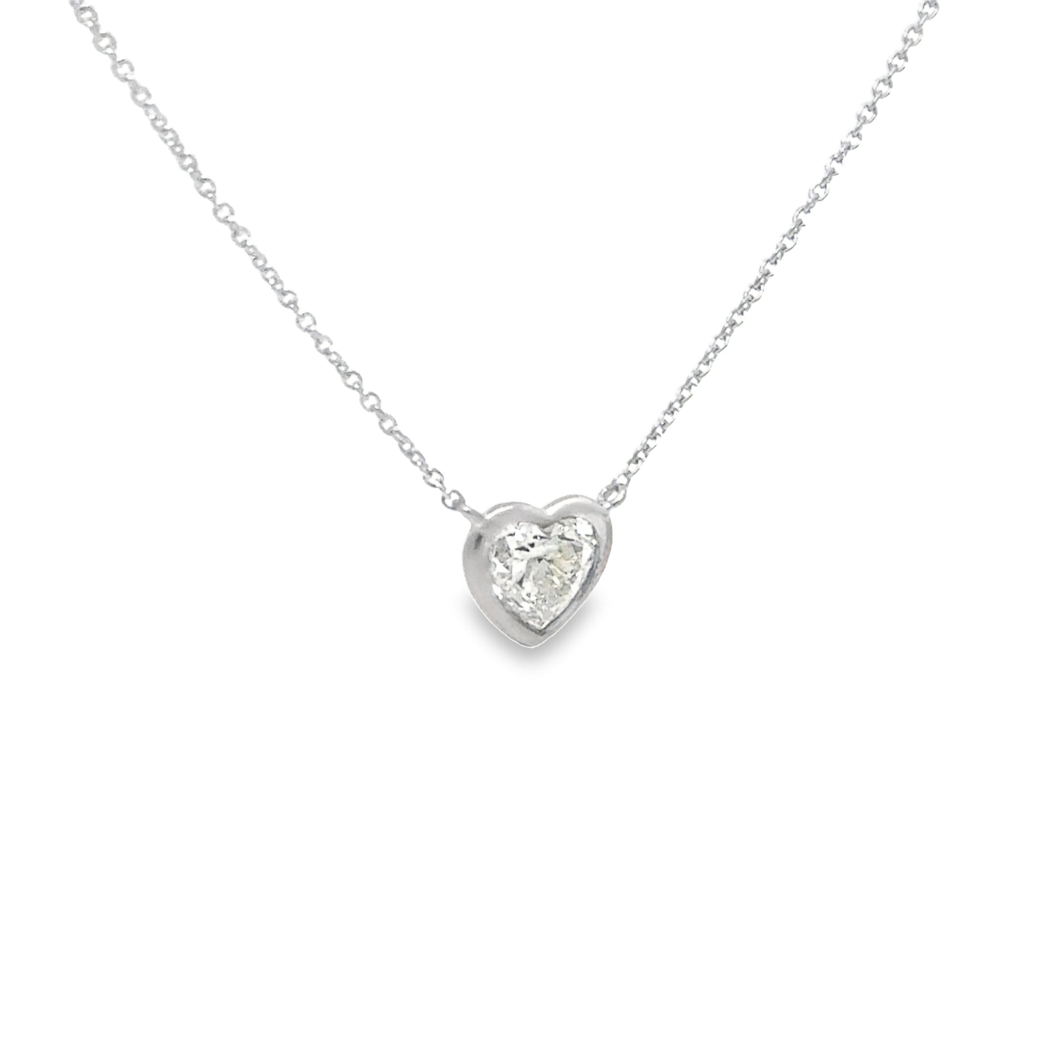 1.50ct Natural Heart Cut Diamond Necklace Set In 18ct White Gold