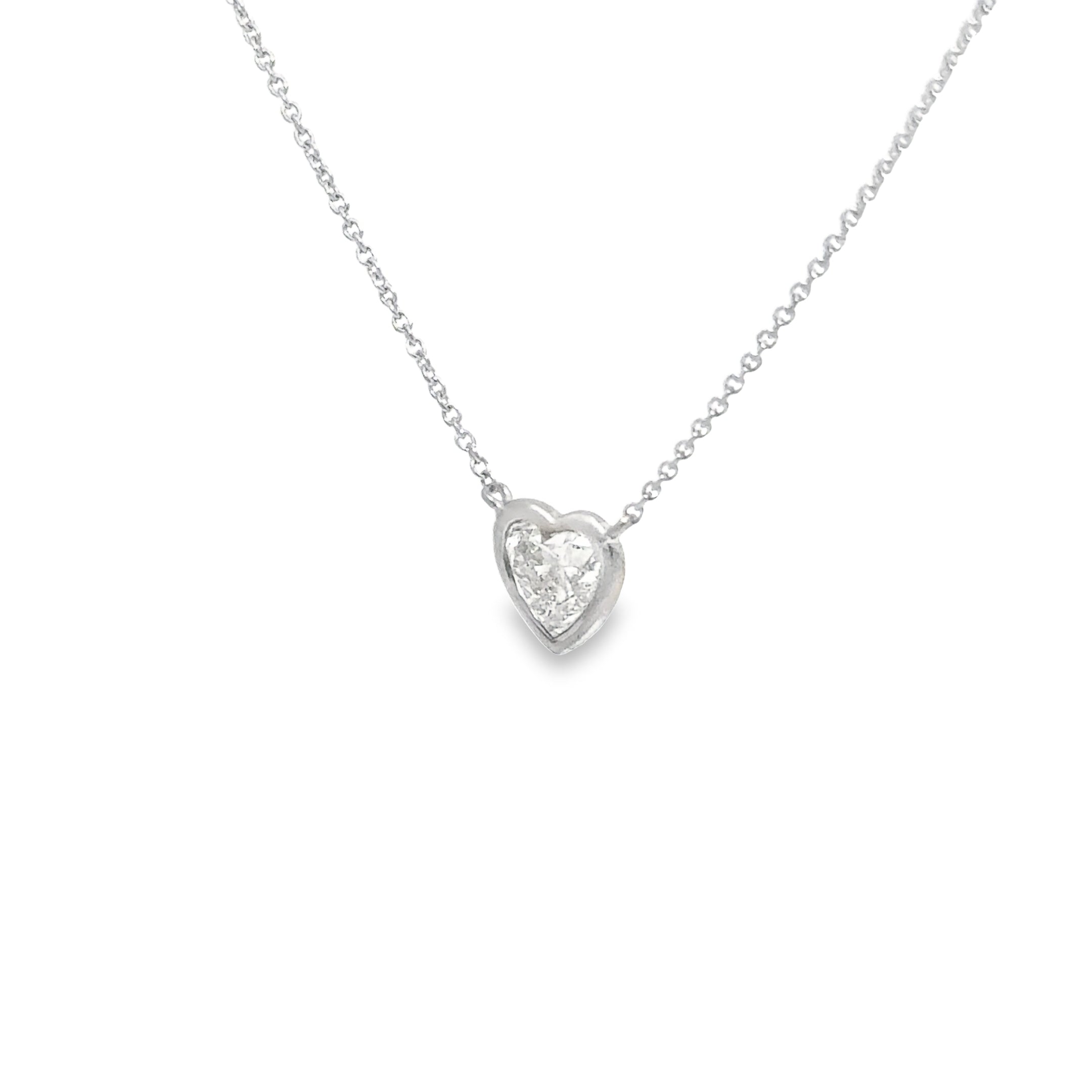 1.50ct Natural Heart Cut Diamond Necklace Set In 18ct White Gold