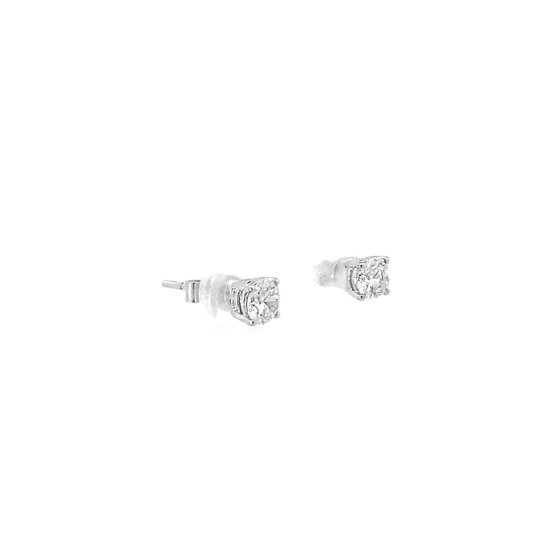 0.82ct Natural Round Brilliant Cut Diamond Stud Earrings Set in 18ct White Gold