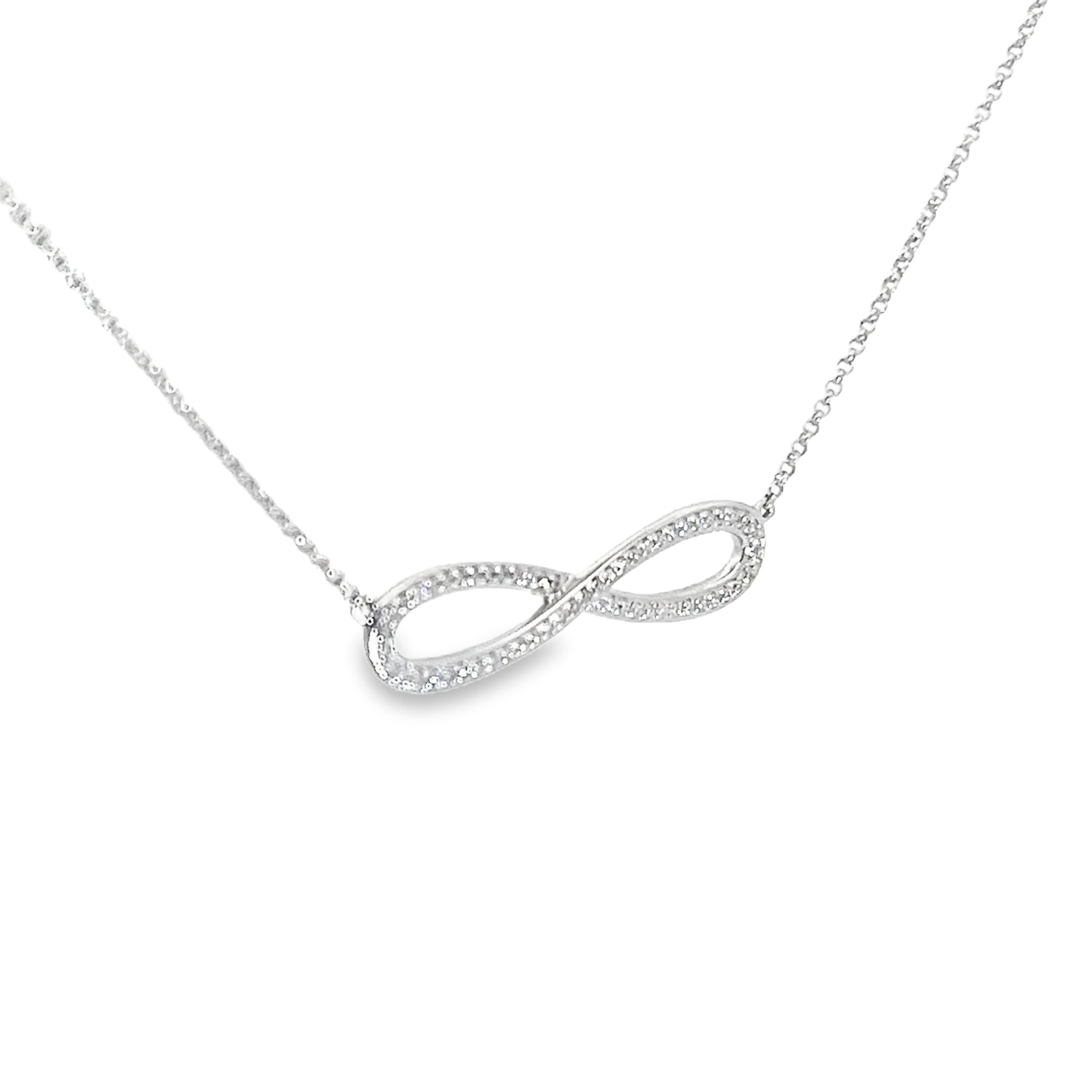0.42ct Natural Round Brilliant Cut Diamond Cluster Infinity Necklace Set In 18ct White Gold