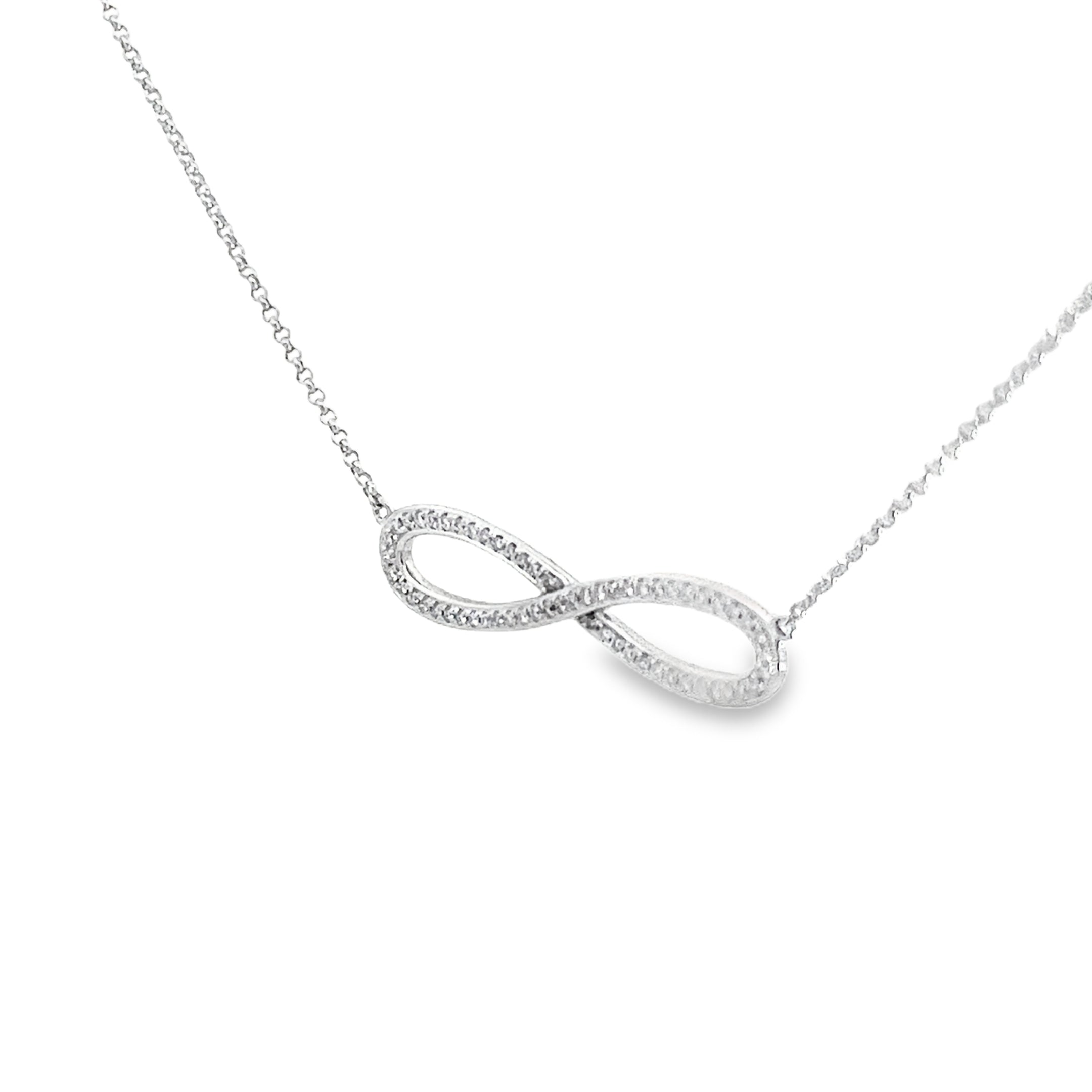 0.42ct Natural Round Brilliant Cut Diamond Cluster Infinity Necklace Set In 18ct White Gold
