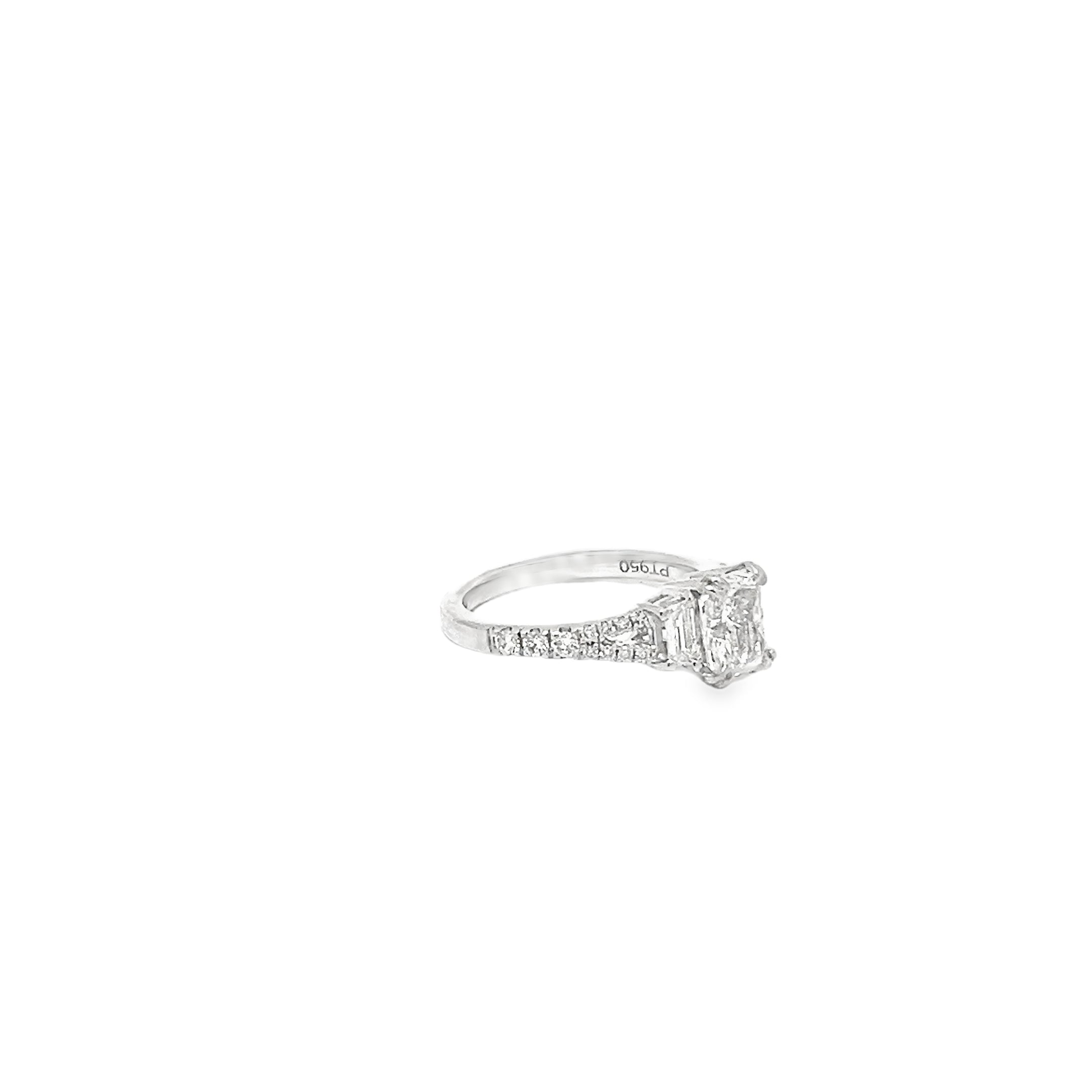 1.02ct Lab Grown Radiant Cut Diamond Engagement Ring Set In Platinum
