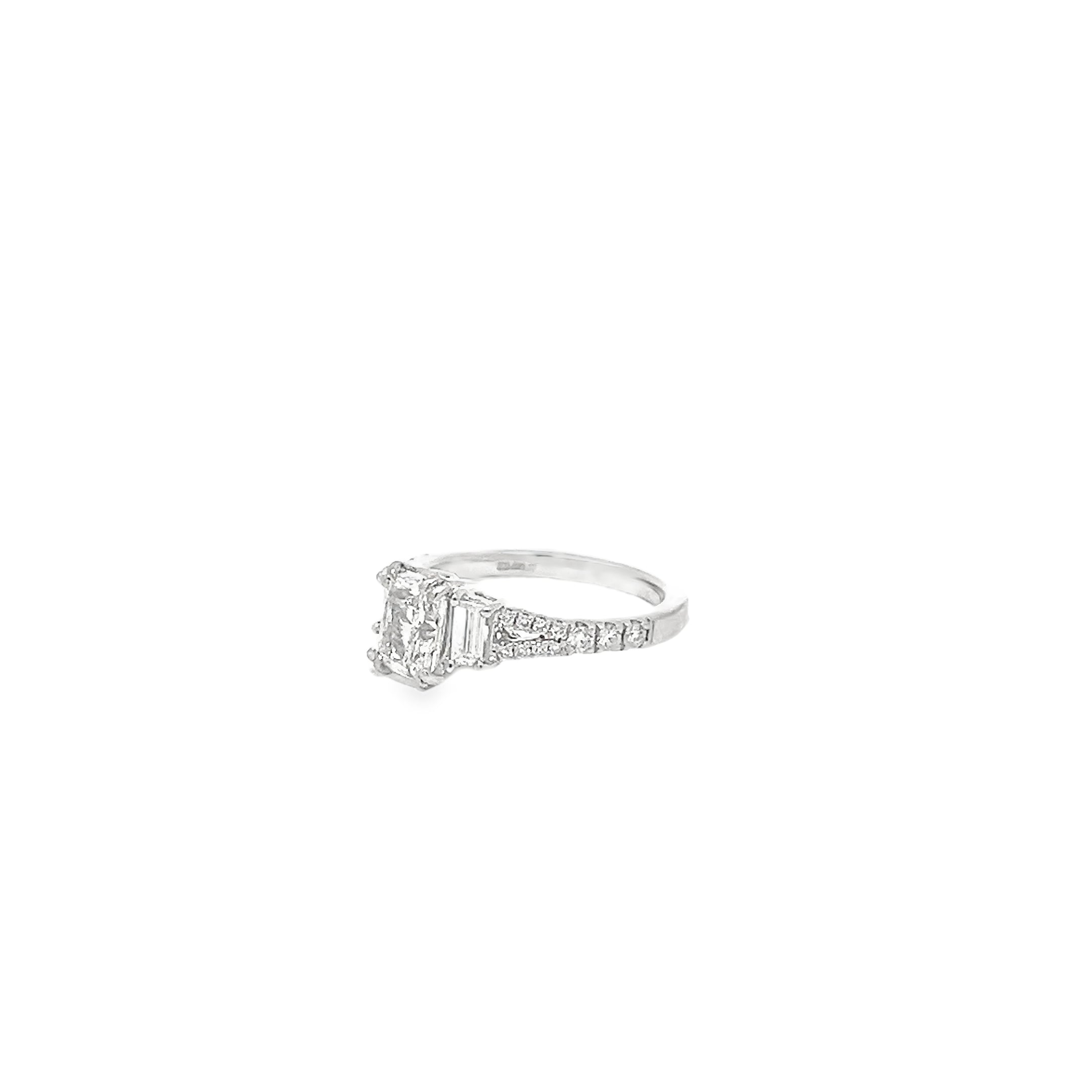 1.02ct Lab Grown Radiant Cut Diamond Engagement Ring Set In Platinum