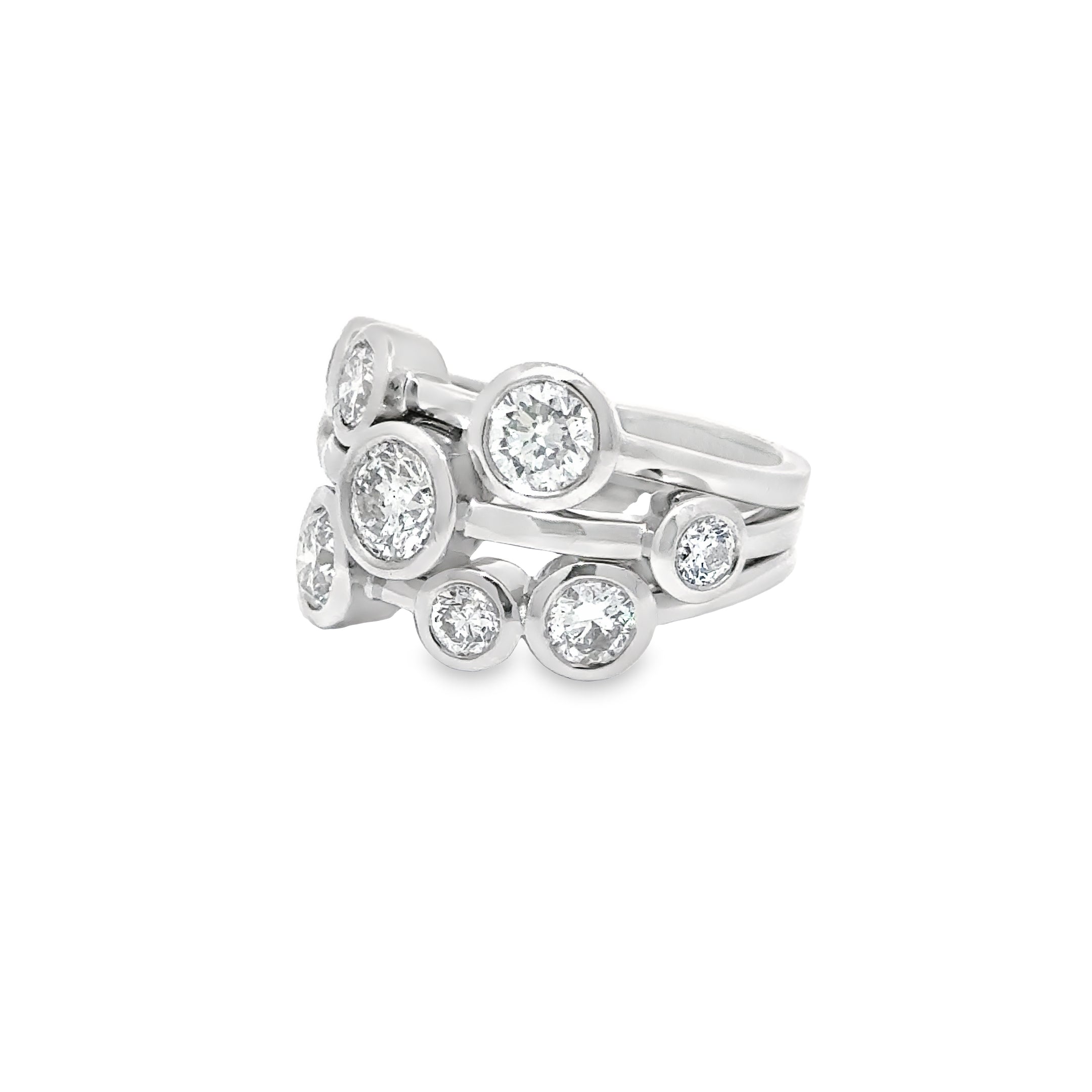 2.65ct Natural Round Brilliant Cut Diamond Bubble Ring Set In Platinum