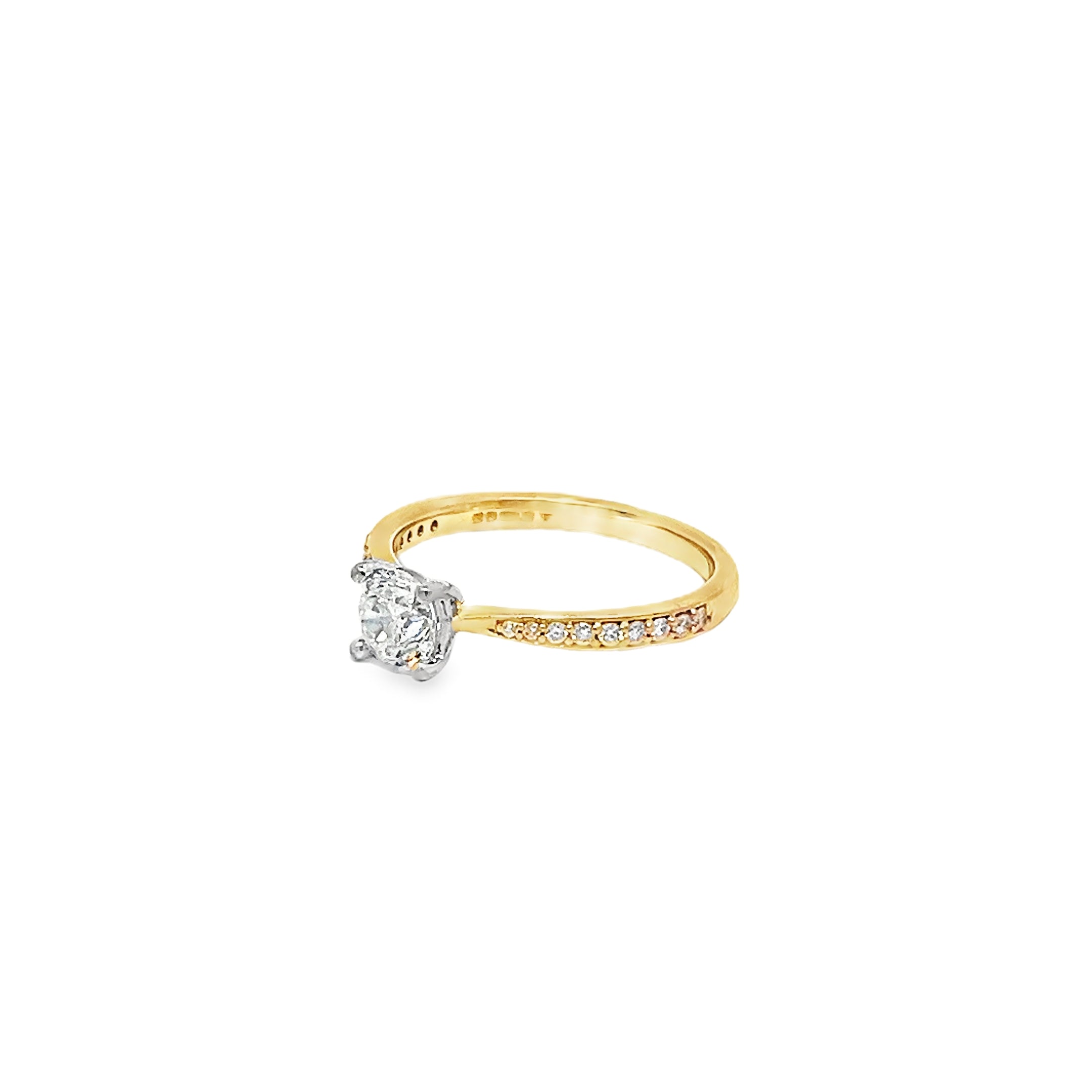 0.65ct Natural Round Brilliant Cut Diamond Engagement Ring Set in 18ct Yellow Gold