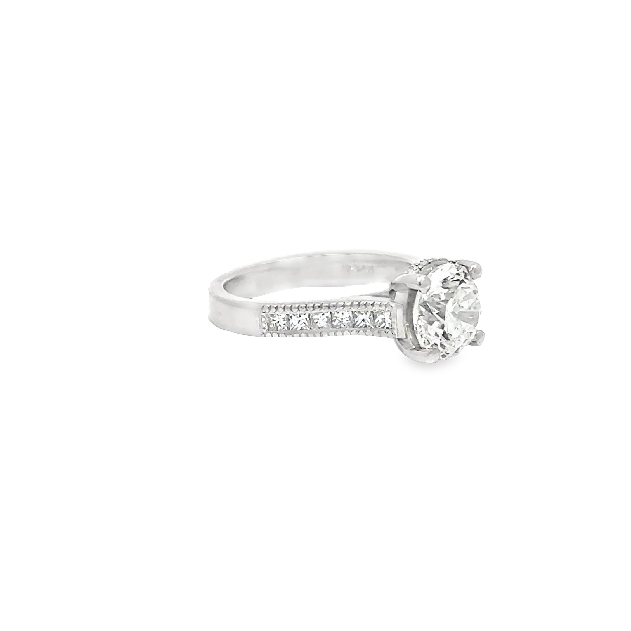 2.00ct Natural Diamond Solitaire Ring Pave Set Shoulders