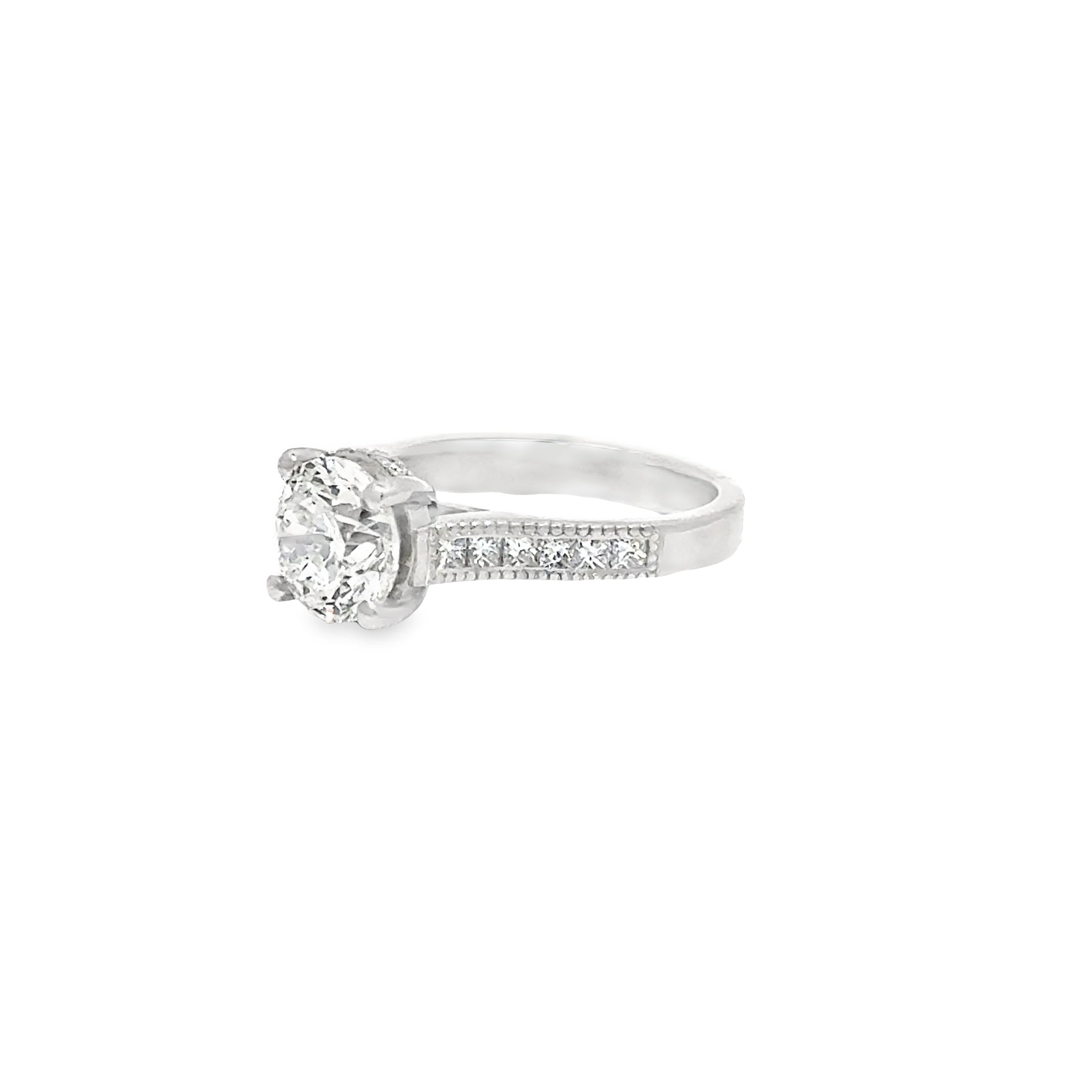 2.00ct Natural Diamond Solitaire Ring Pave Set Shoulders