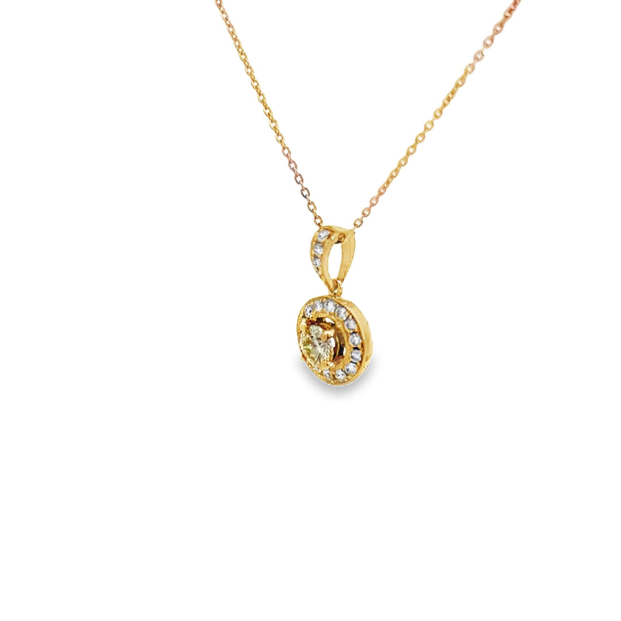 0.82ct Natural Round Brilliant Cut Diamond Necklace Set In 18ct Yellow Gold