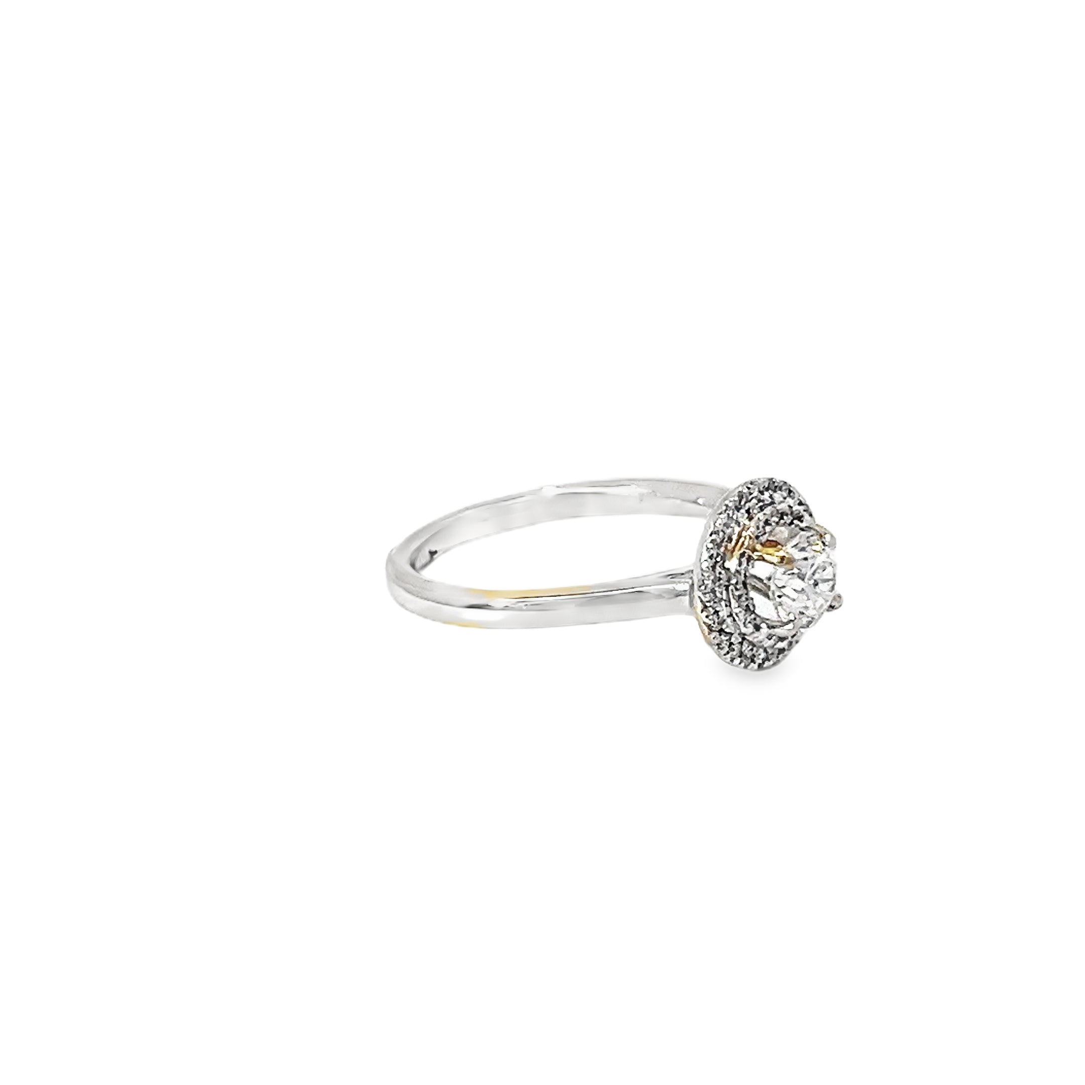 0.50ct Natural Round Brilliant Cut Diamond Engagement Ring Set In 18ct White Gold