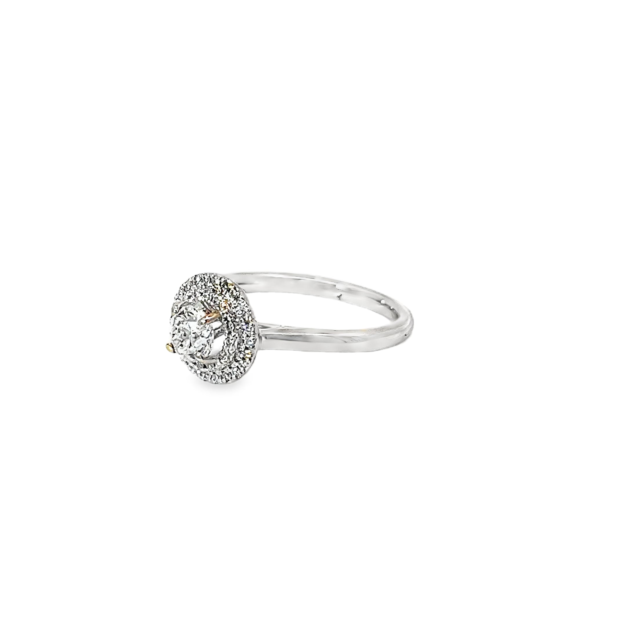 0.50ct Natural Round Brilliant Cut Diamond Engagement Ring Set In 18ct White Gold