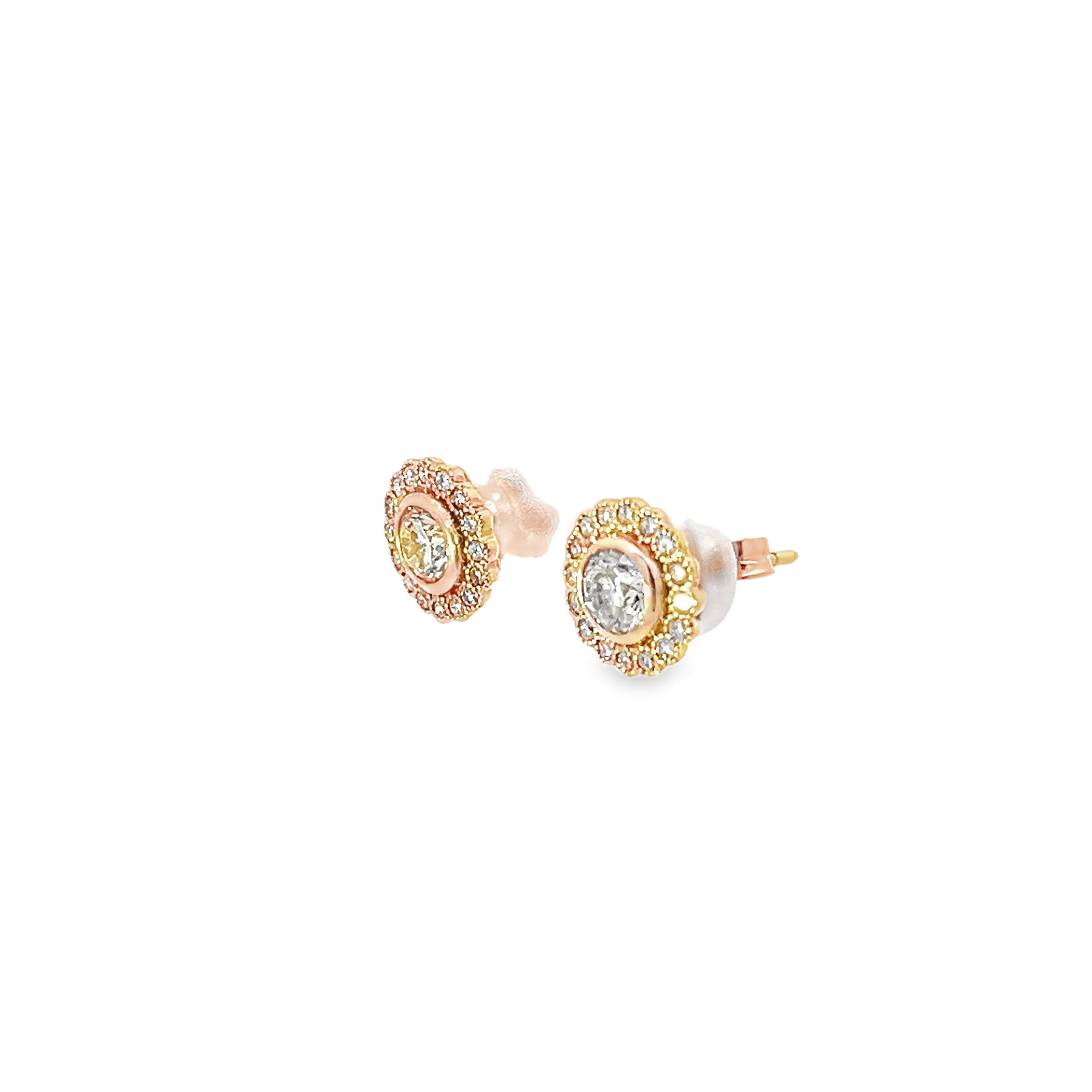 1.33ct Natural Round Brilliant Cut Diamond Daisy Clusters Earrings Set In 18ct Rose Gold