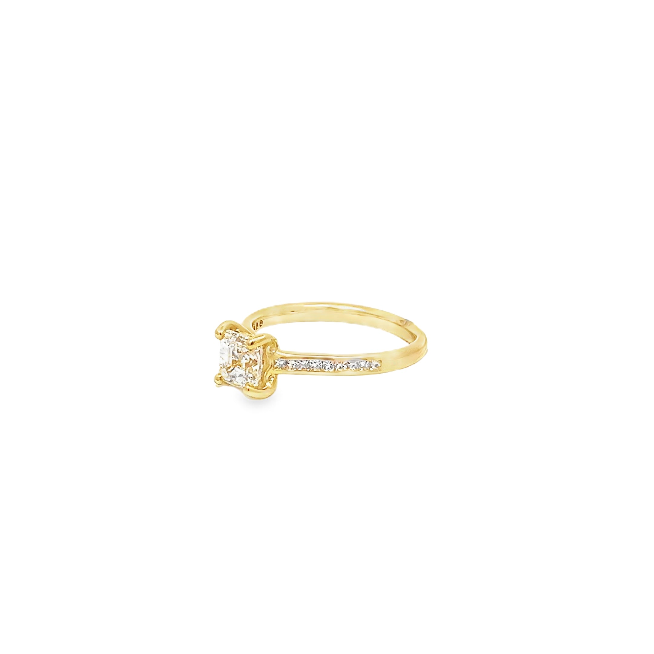 1.01ct Natural Asscher Cut Diamond Engagement Ring Set In 18ct Yellow Gold