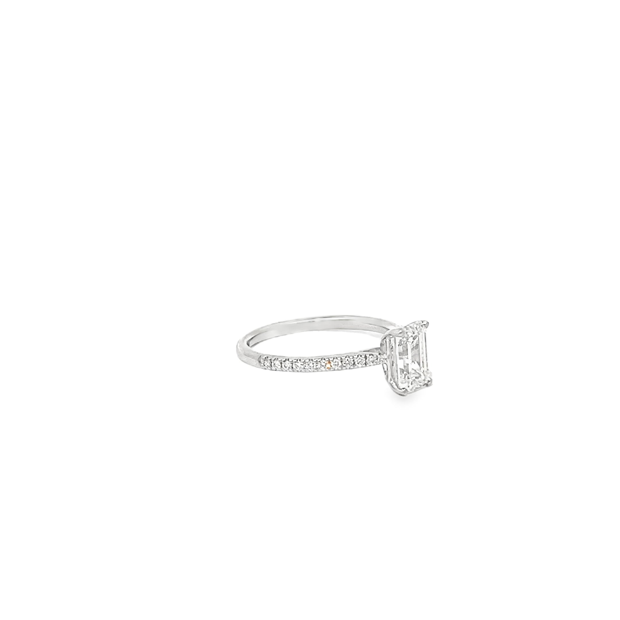 1.36ct Lab Grown Emerald Cut Diamond Engagement Ring Set In Platinum