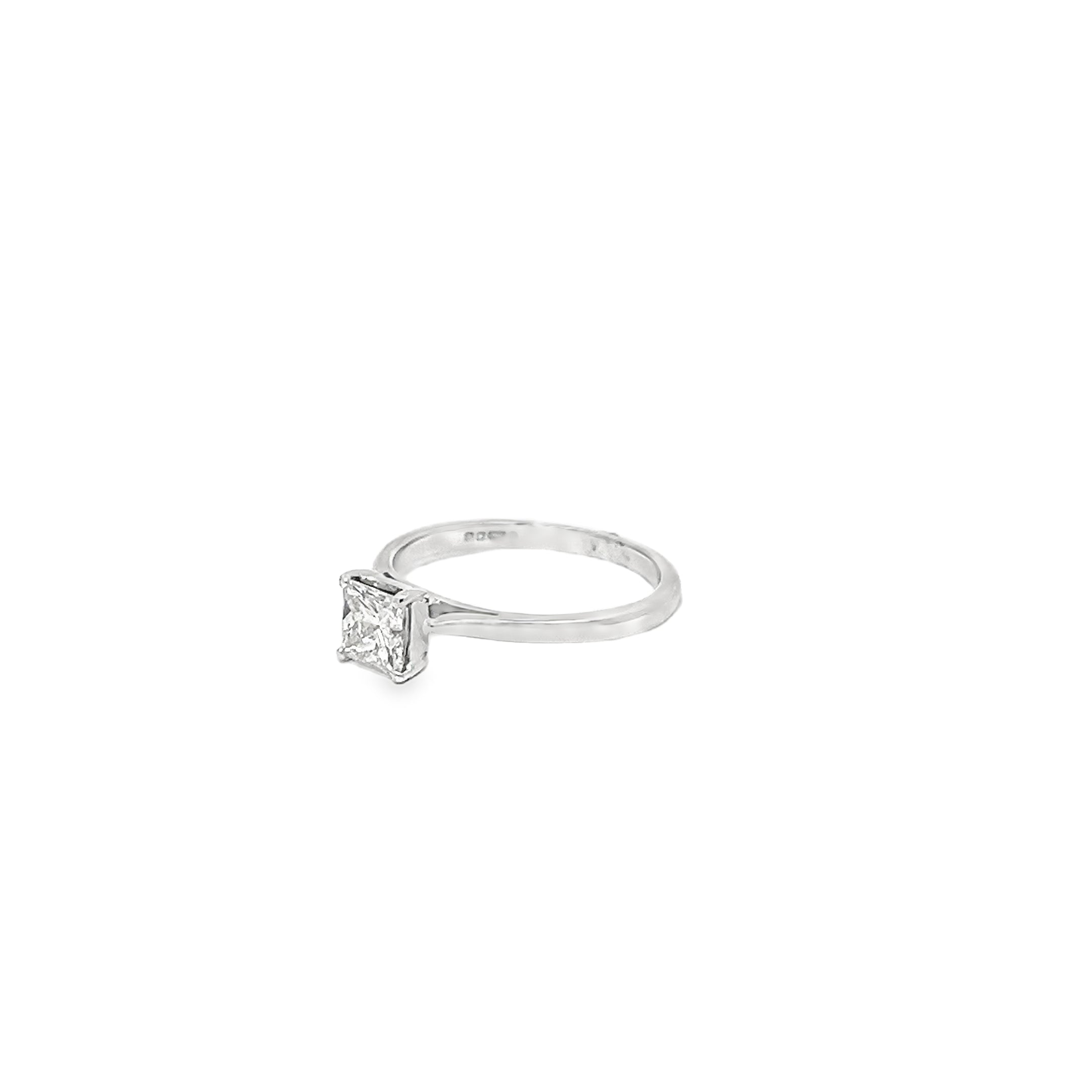 0.45ct Natural Princess Cut Diamond Engagement Ring Set In Platinum
