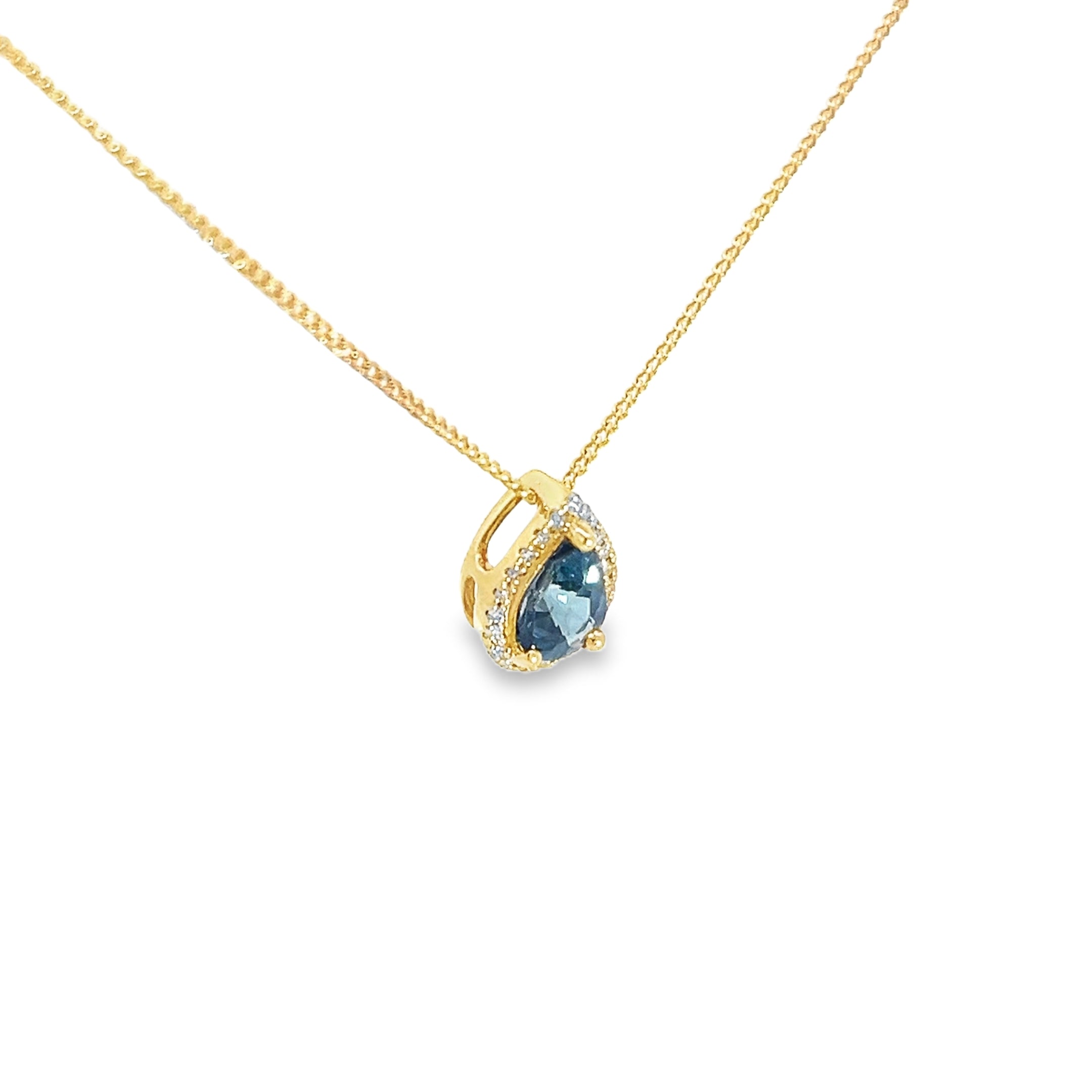 0.80ct Sapphire And Natural Diamond Pear Cut Necklace Set In 18ct Yellow Gold