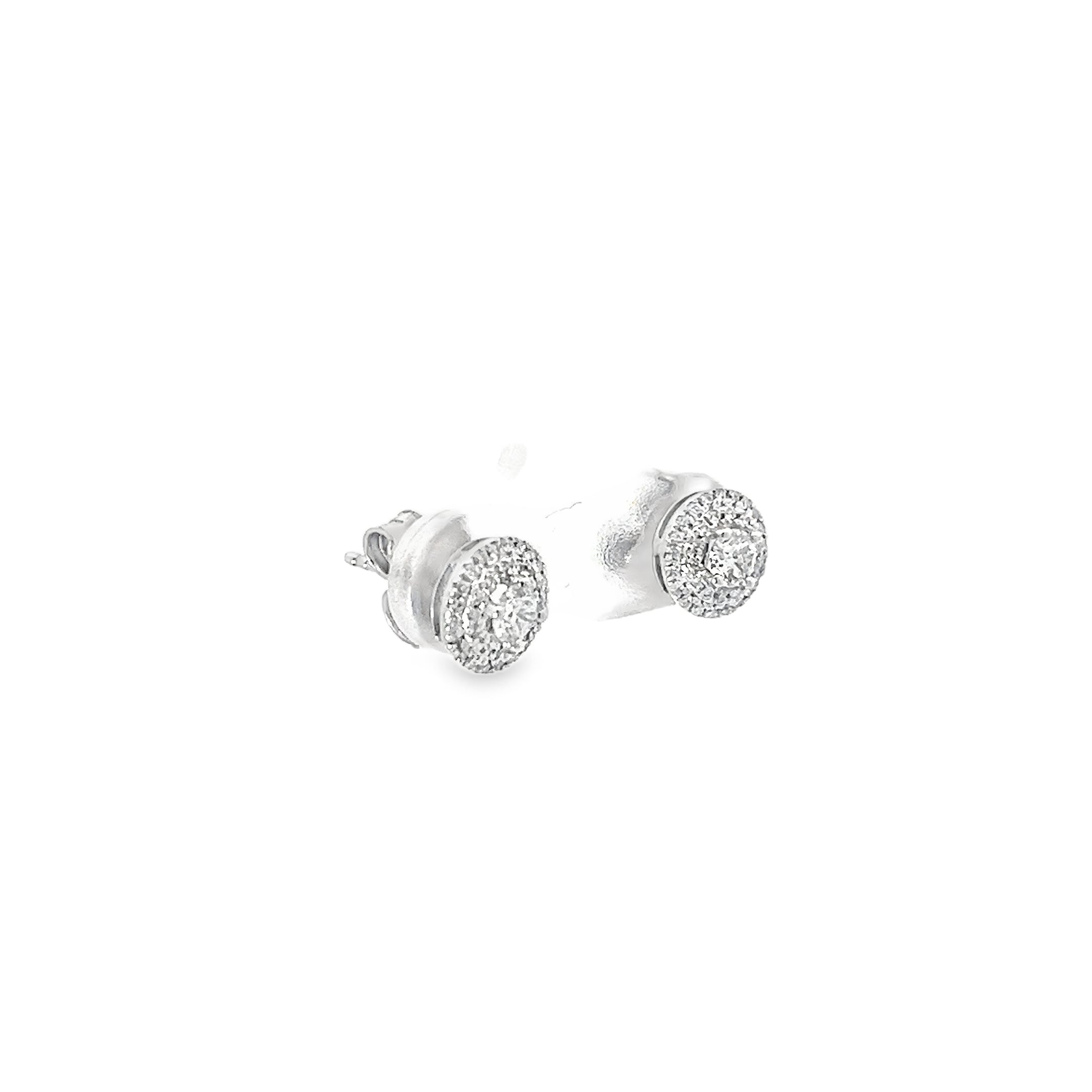 0.45ct Natural Round Brilliant Cut Diamond Cluster Earrings Set in 18ct White Gold