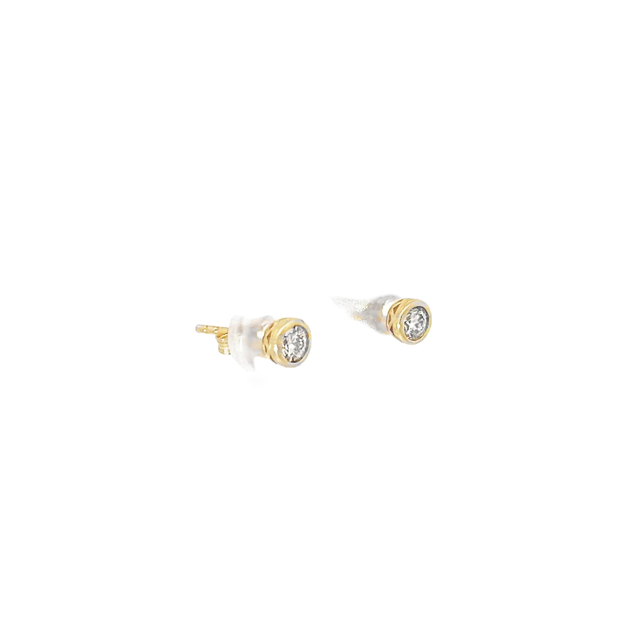 0.34ct Natural Round Brilliant Cut Diamond Stud Earrings Set in 9ct Yellow Gold