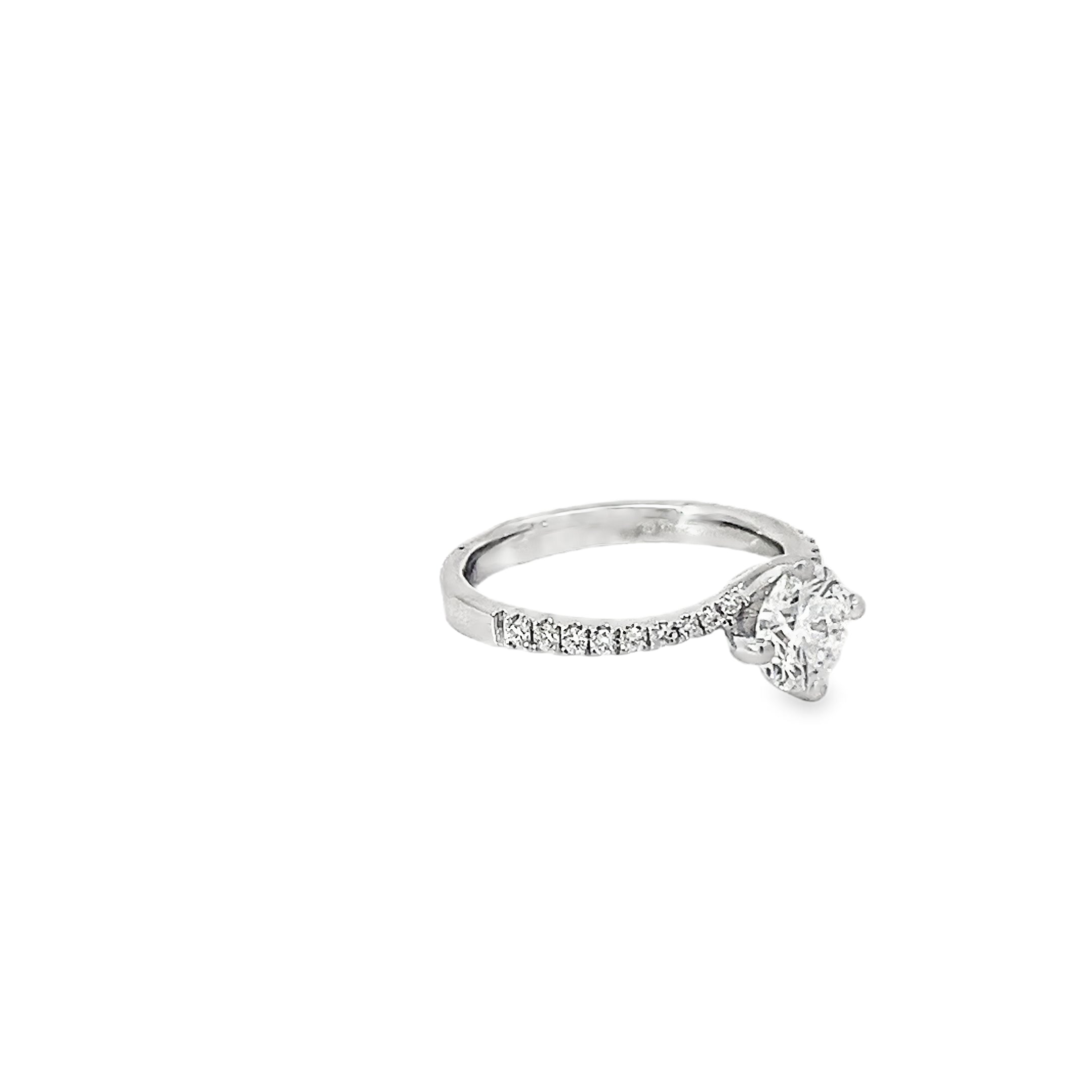 1.02ct Lab Grown Round Brilliant Cut Diamond Engagement Ring Set In Platinum