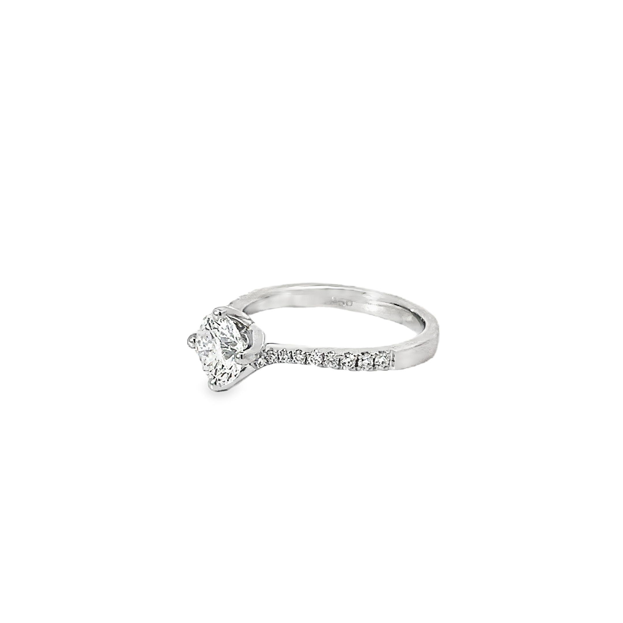 1.02ct Lab Grown Round Brilliant Cut Diamond Engagement Ring Set In Platinum