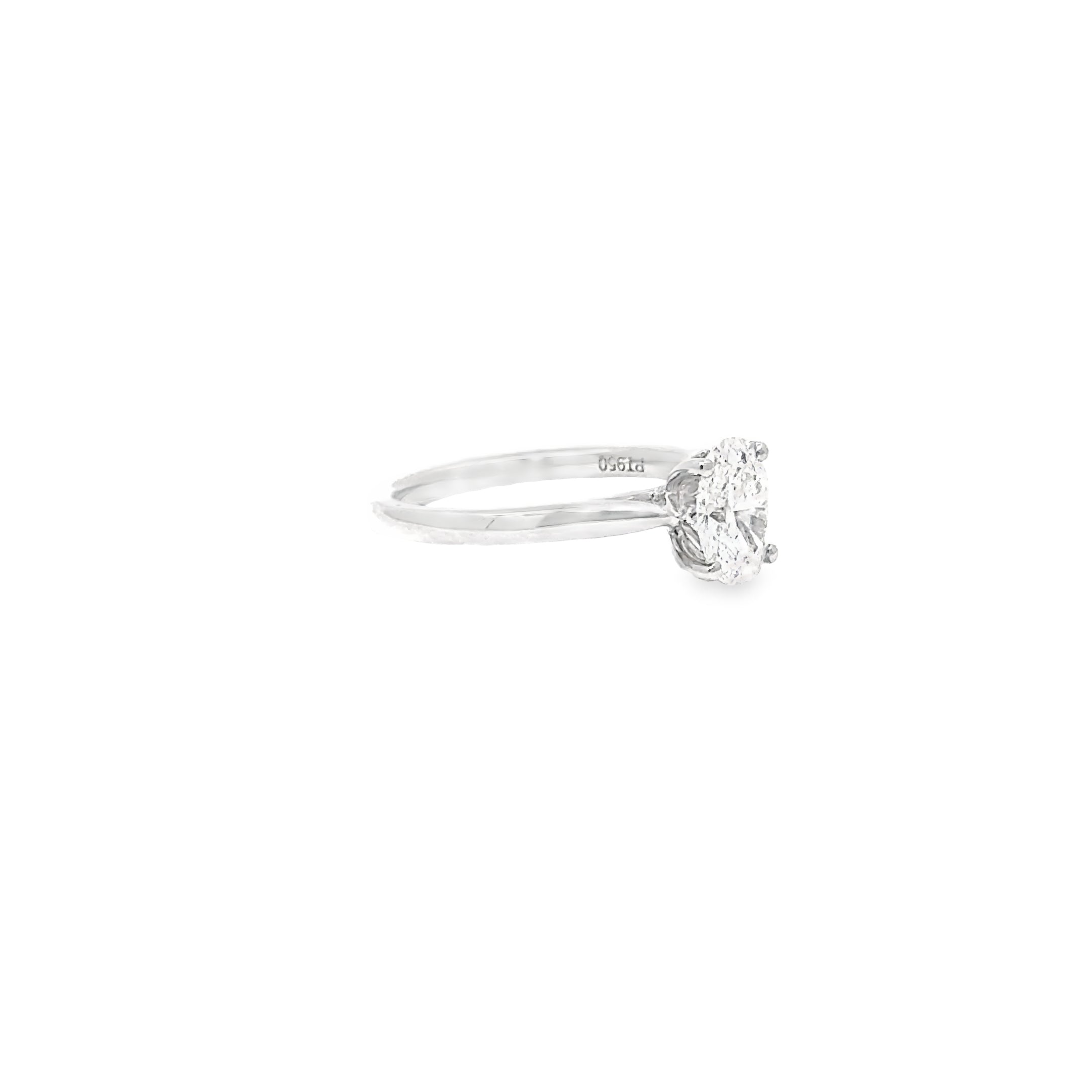 1.03ct Lab Grown Oval Cut Diamond Engagement Ring Set In Platinum