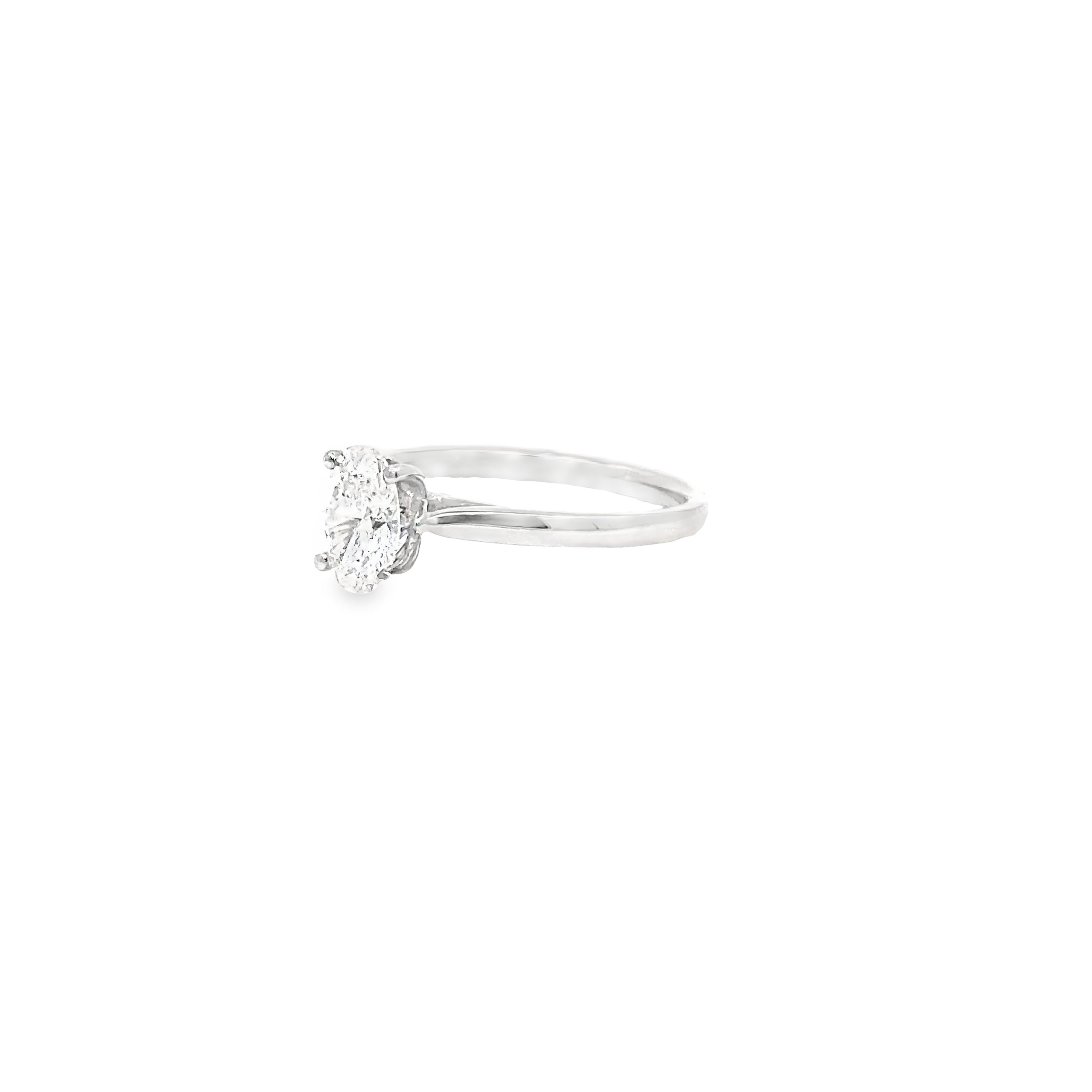 1.03ct Lab Grown Oval Cut Diamond Engagement Ring Set In Platinum