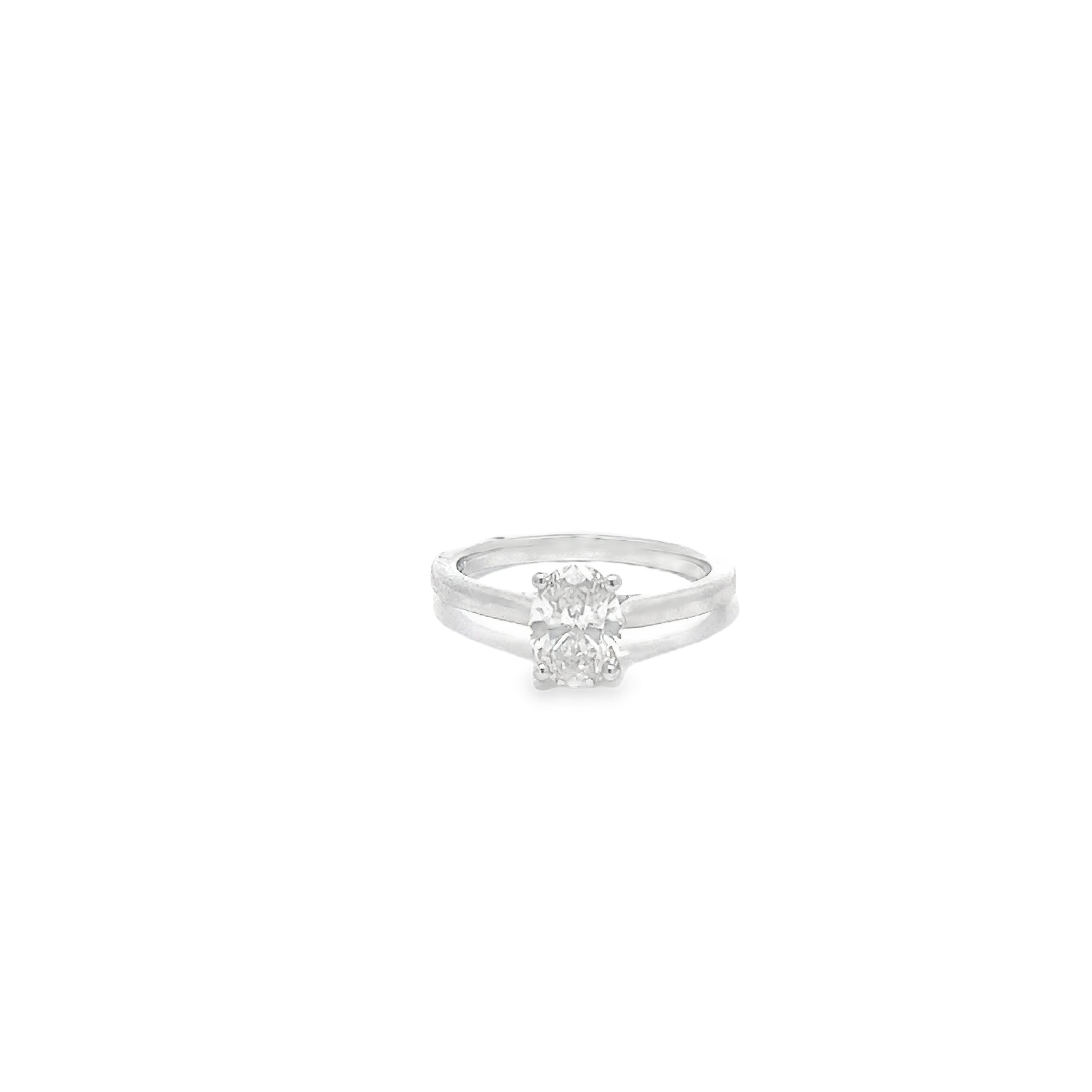 1.04ct Lab Grown Oval Cut Diamond Engagement Ring Set In Platinum