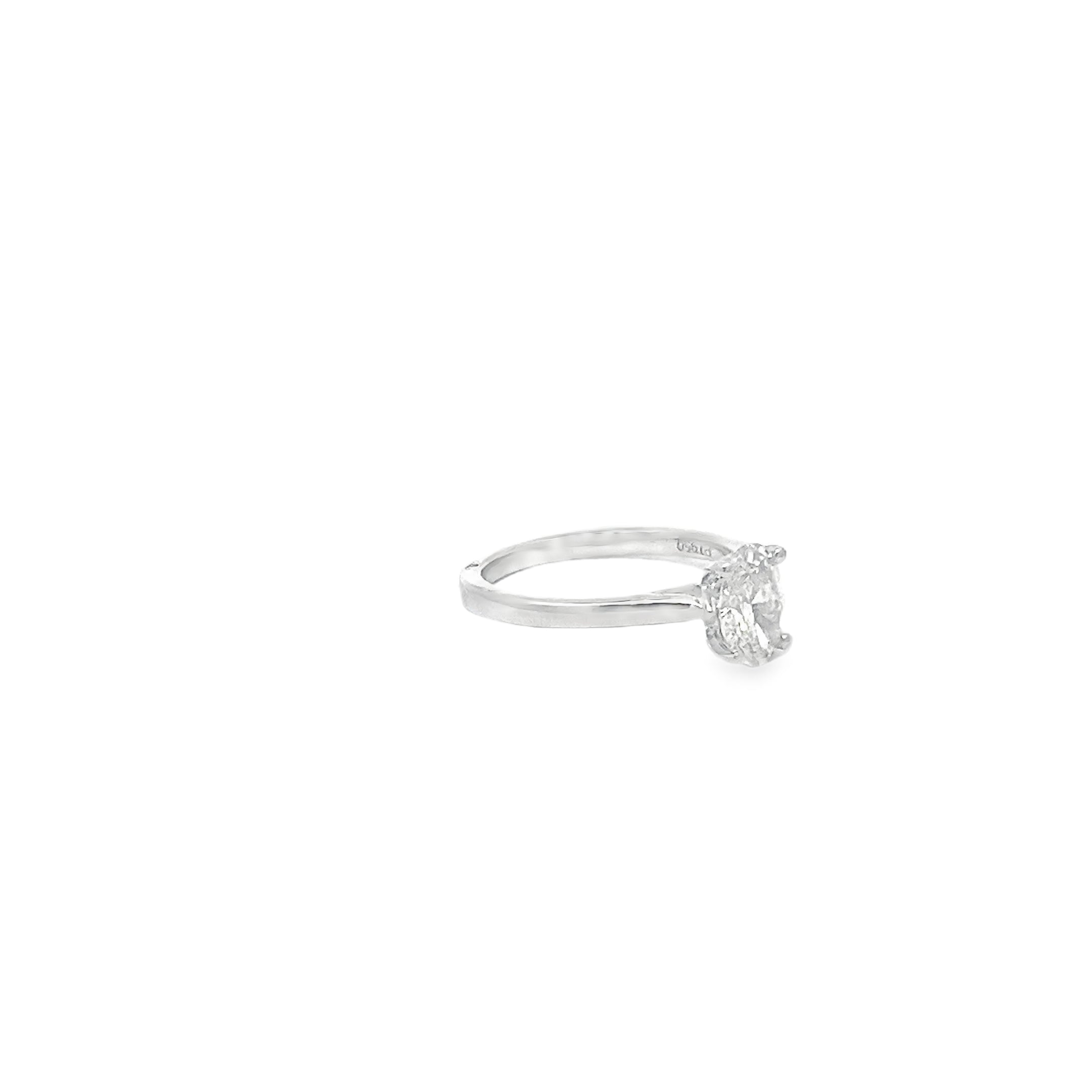 1.04ct Lab Grown Oval Cut Diamond Engagement Ring Set In Platinum