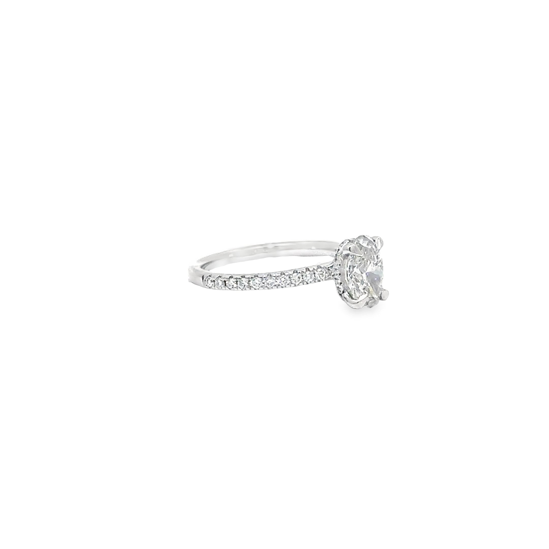 1.04ct Lab Grown Oval Cut Diamond Engagement Ring Set In Platinum