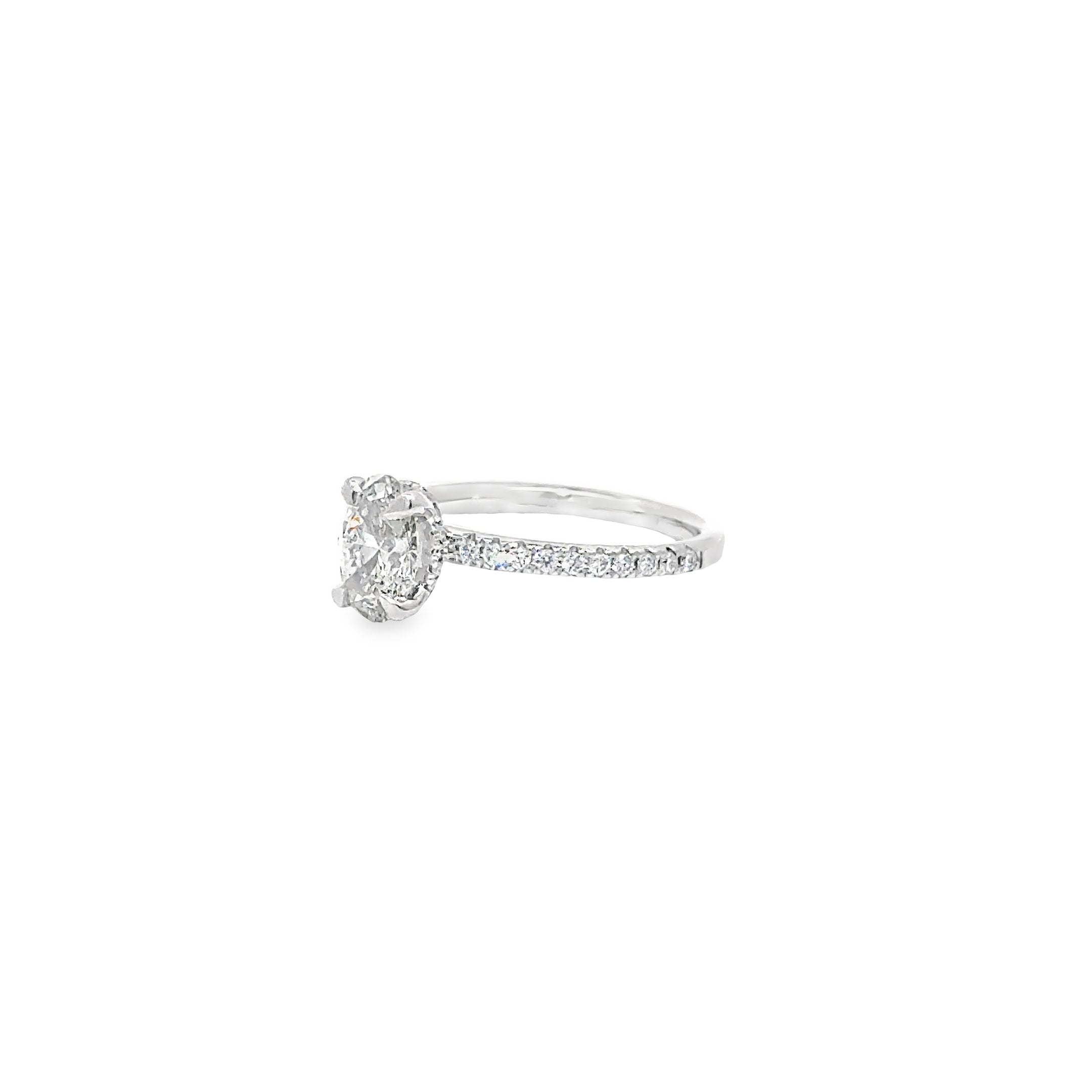 1.04ct Lab Grown Oval Cut Diamond Engagement Ring Set In Platinum