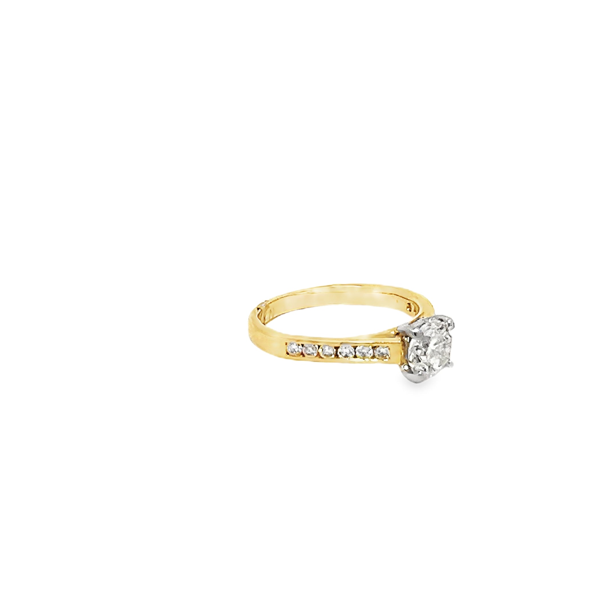 0.80ct Natural Round Brilliant Cut Diamond Engagement Ring Set In 18ct Yellow Gold