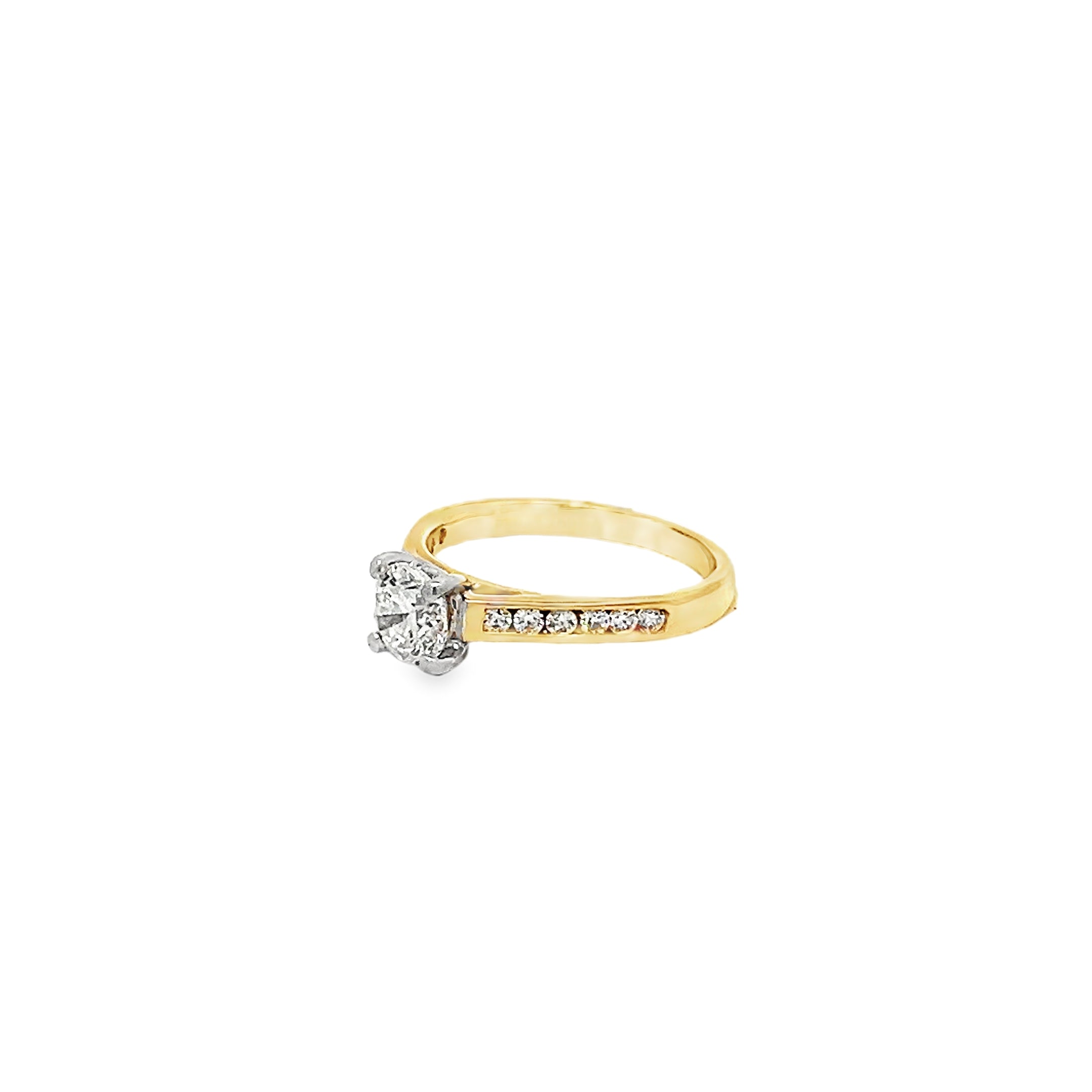 0.80ct Natural Round Brilliant Cut Diamond Engagement Ring Set In 18ct Yellow Gold