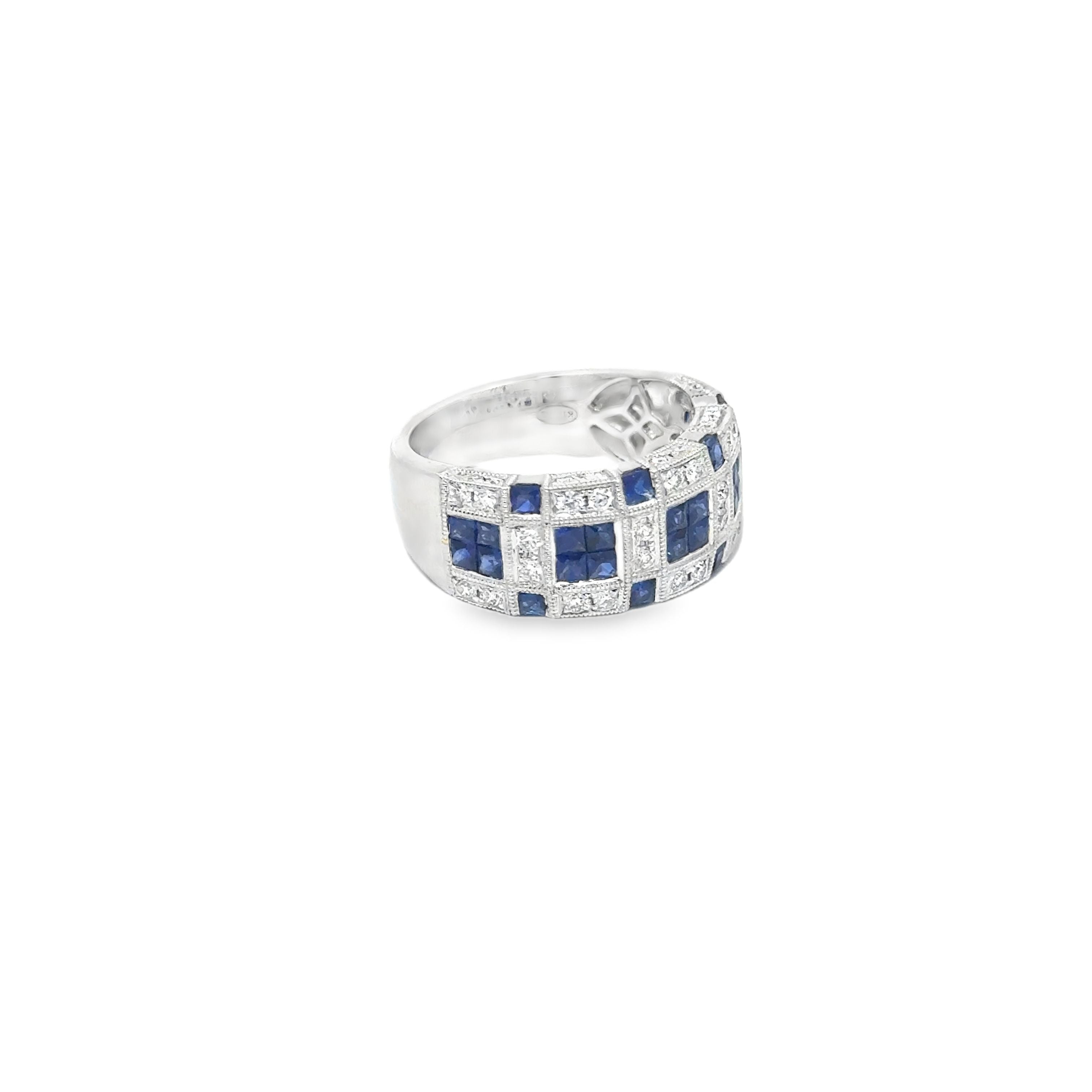 1.46ct Sapphire and 0.50ct Diamond Cluster Ring Set in 18ct White Gold