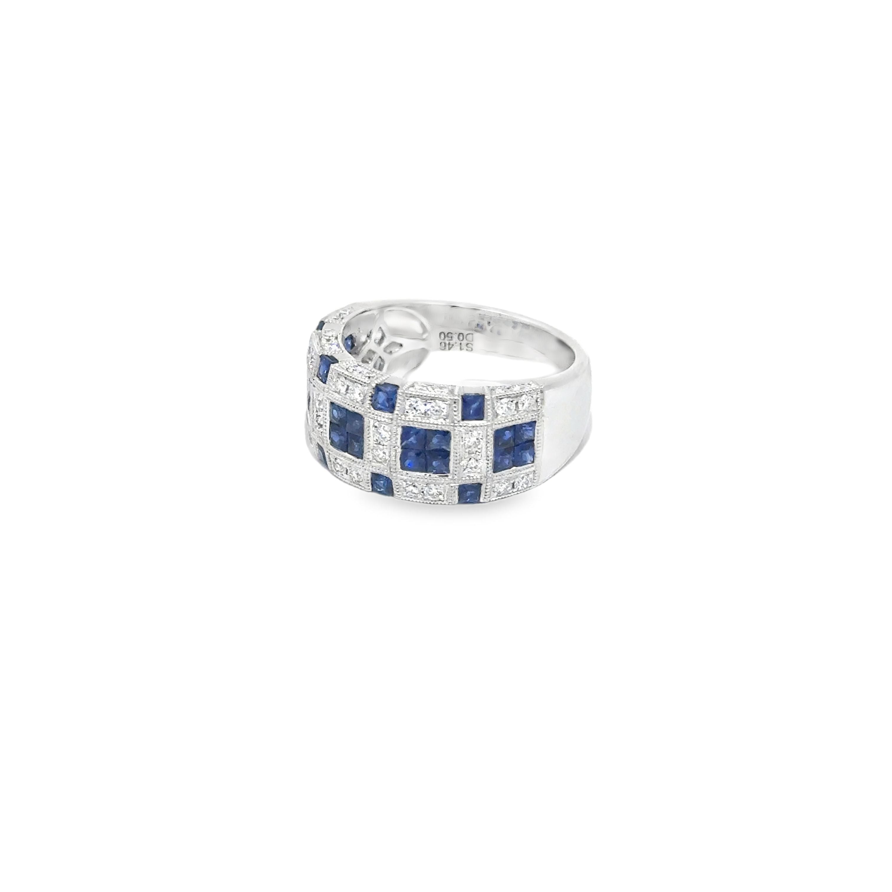 1.46ct Sapphire and 0.50ct Diamond Cluster Ring Set in 18ct White Gold