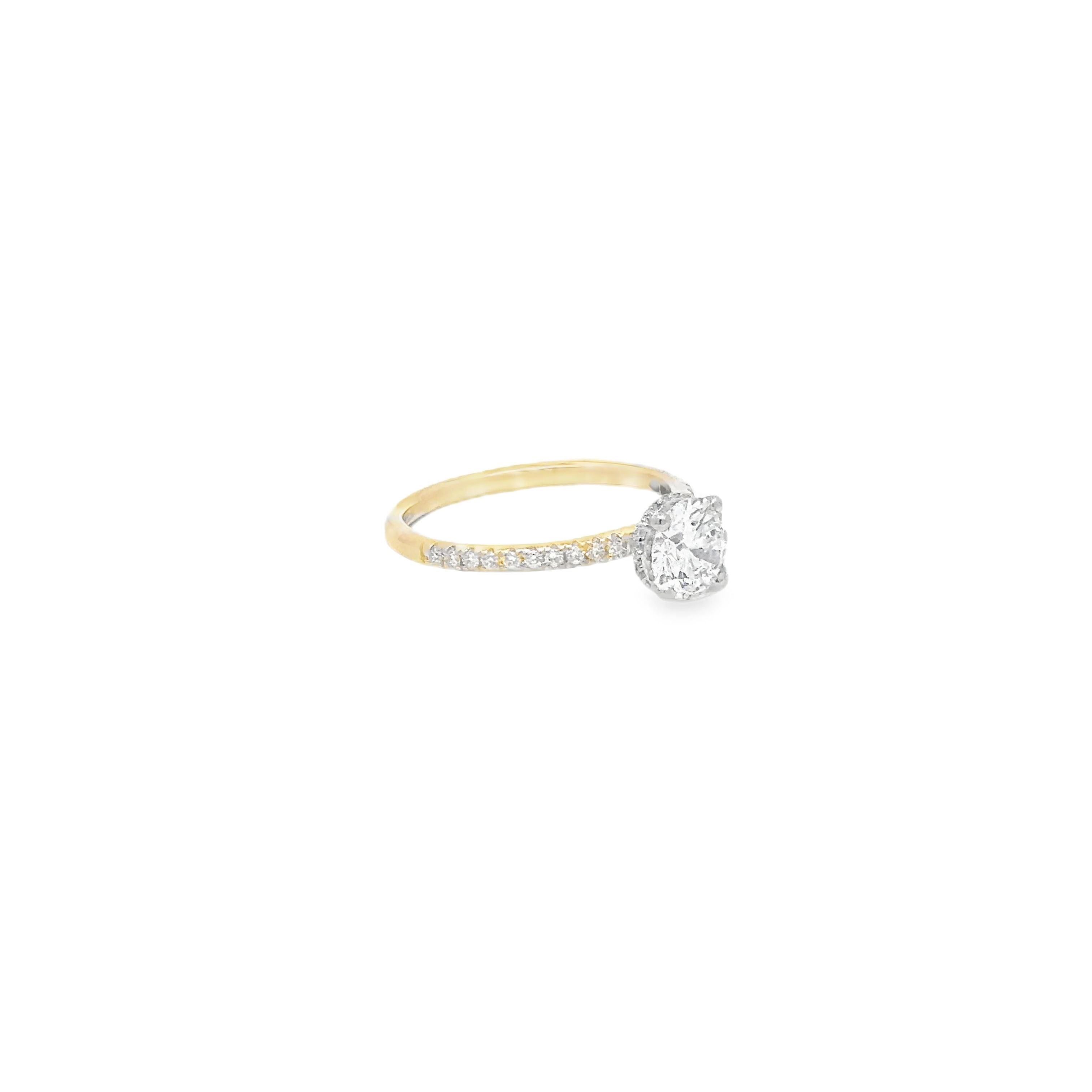 1.00ct Lab Grown Round Brilliant Cut Diamond Engagement Ring Set In 18ct Yellow Gold