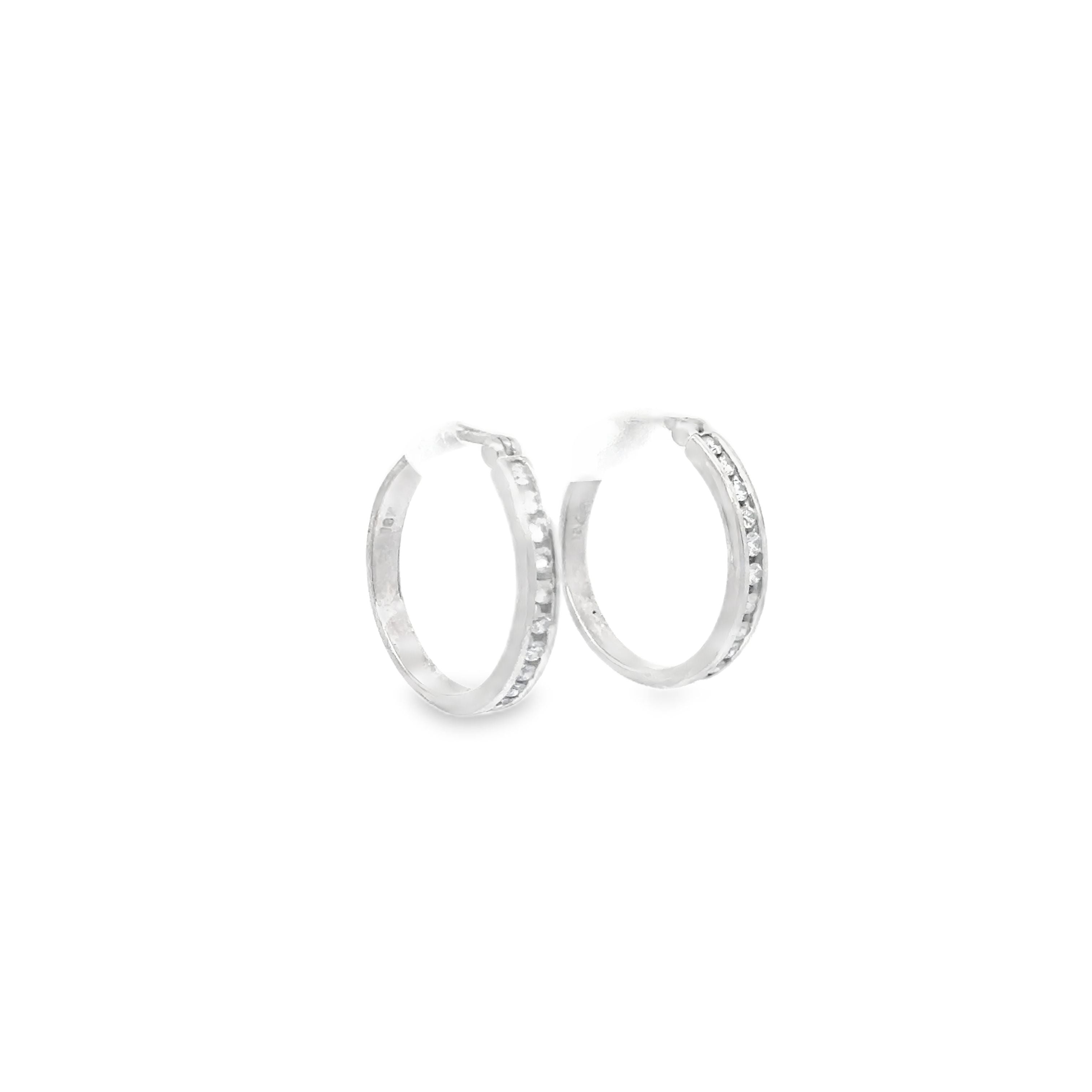 0.36ct Natural Round Brilliant Cut Diamond Hoop Earrings Set in 18ct White Gold