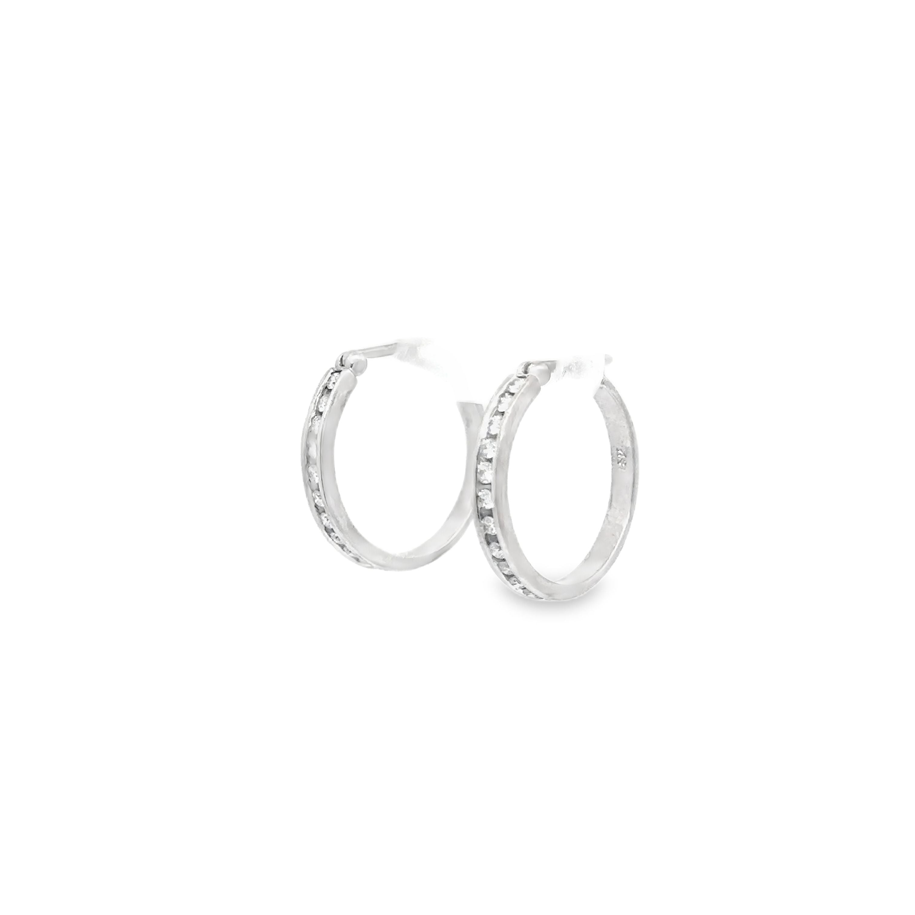 0.36ct Natural Round Brilliant Cut Diamond Hoop Earrings Set in 18ct White Gold