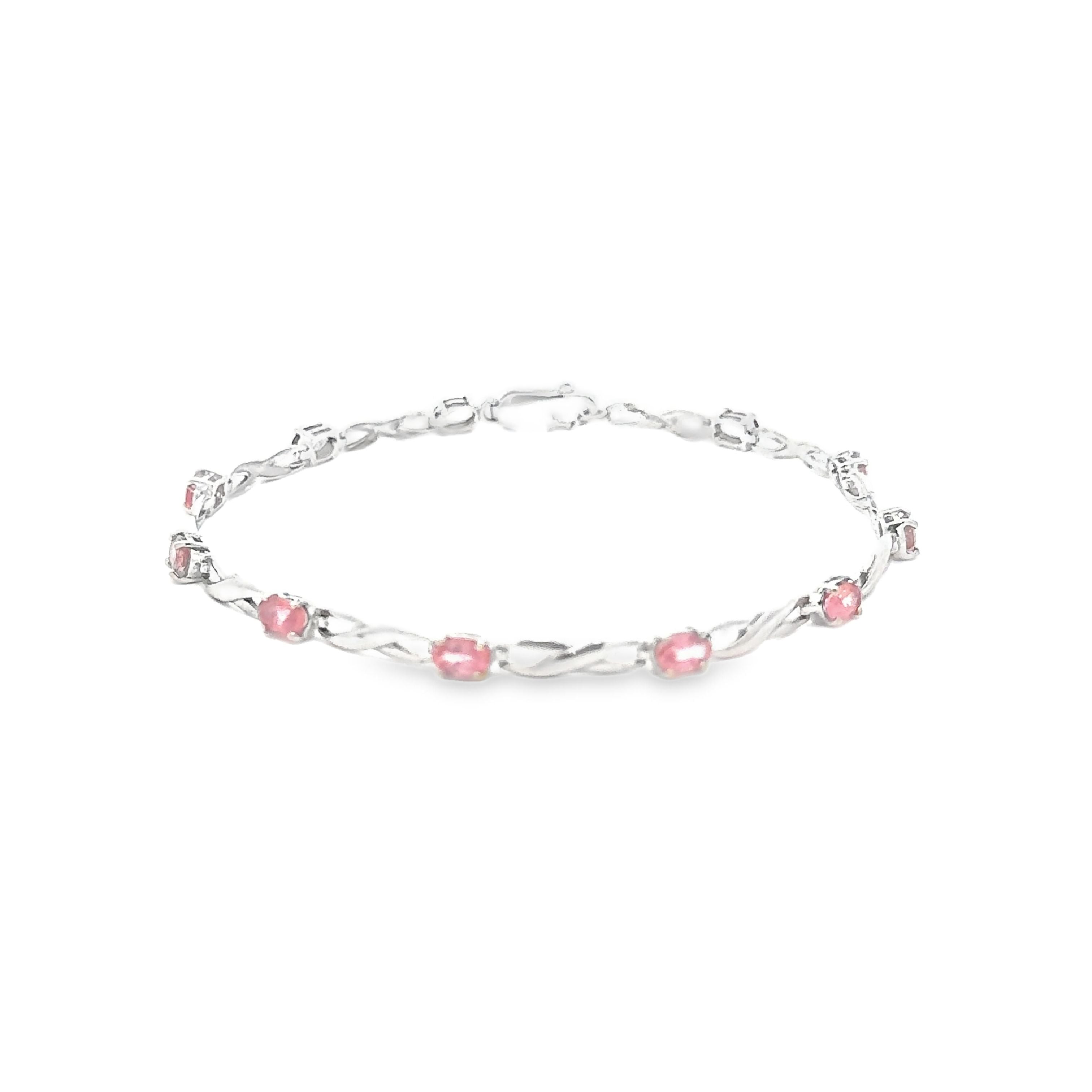 3.31ct Padparadscha Sapphire Bracelet Set in 18ct White Gold