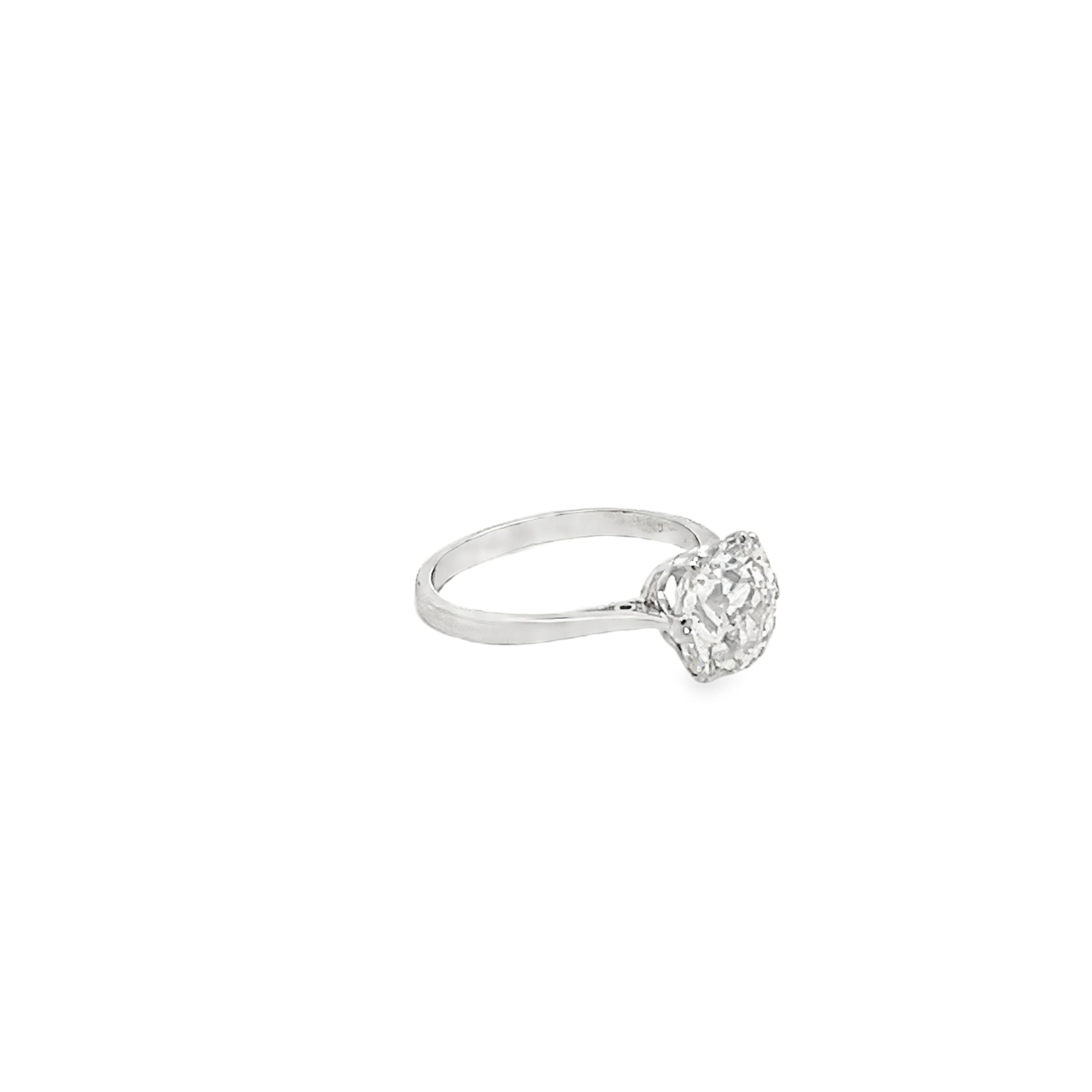 2.50 Old Cut Natural Diamond Set in Platinum