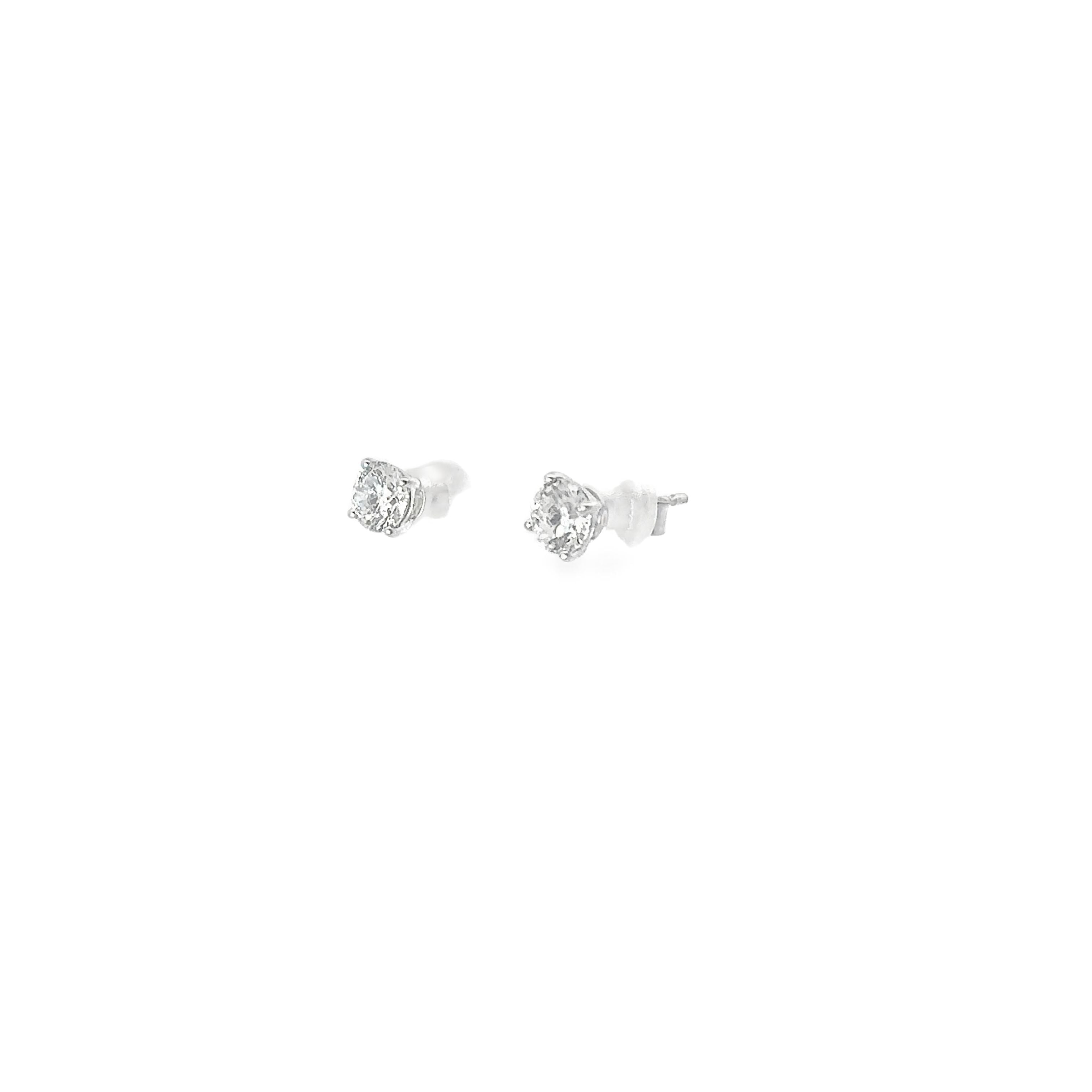 1.00ct Total Lab Grown Diamond Studs 4 Claw Setting In 9ct White Gold