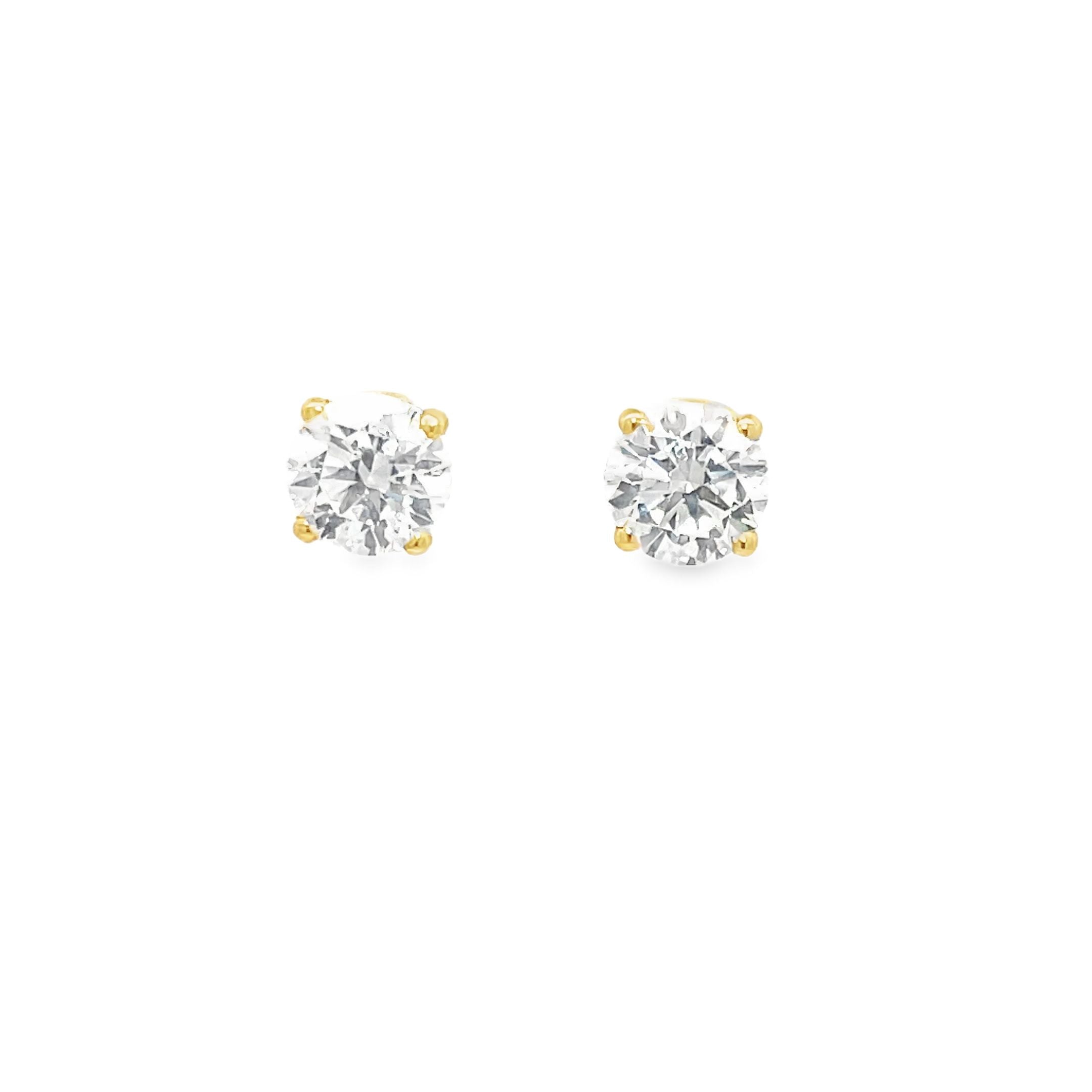5.00ct Total Lab Grown Diamond Round Brilliant Cut Diamond Studs Set In 18ct Yellow Gold